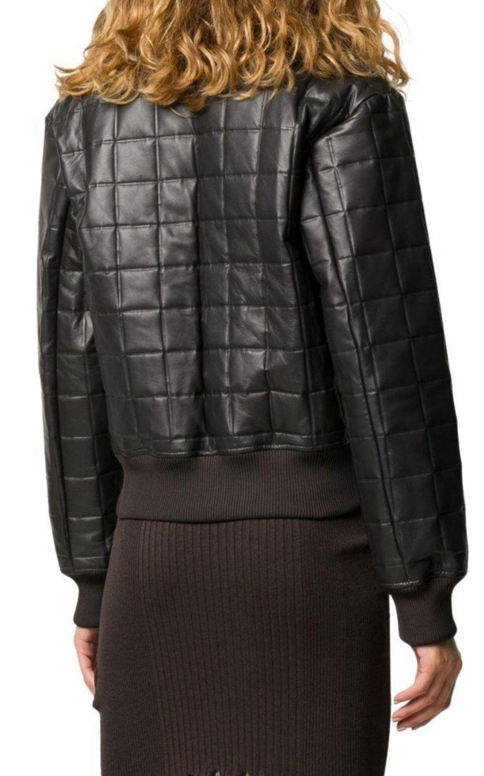 Quilted Leather Bomber Jacket - 4