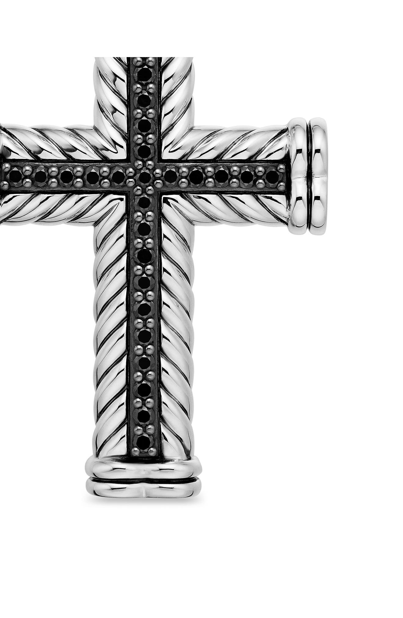 David Yurman Men's Chevron Cross Pendant in Sterling Silver with Black Diamonds, 41.7mm at Nordstrom - 4