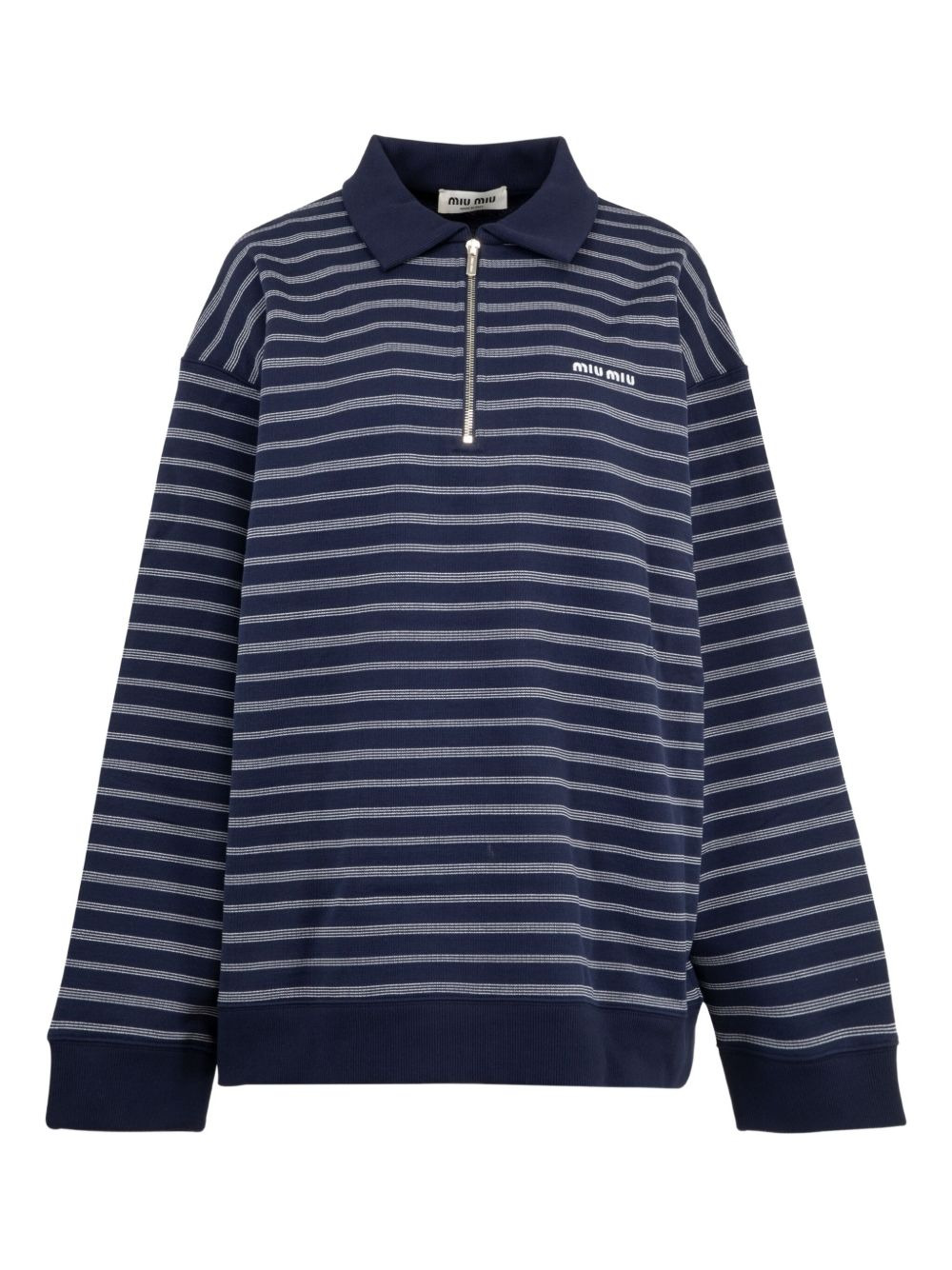 striped polo-neck sweatshirt - 1