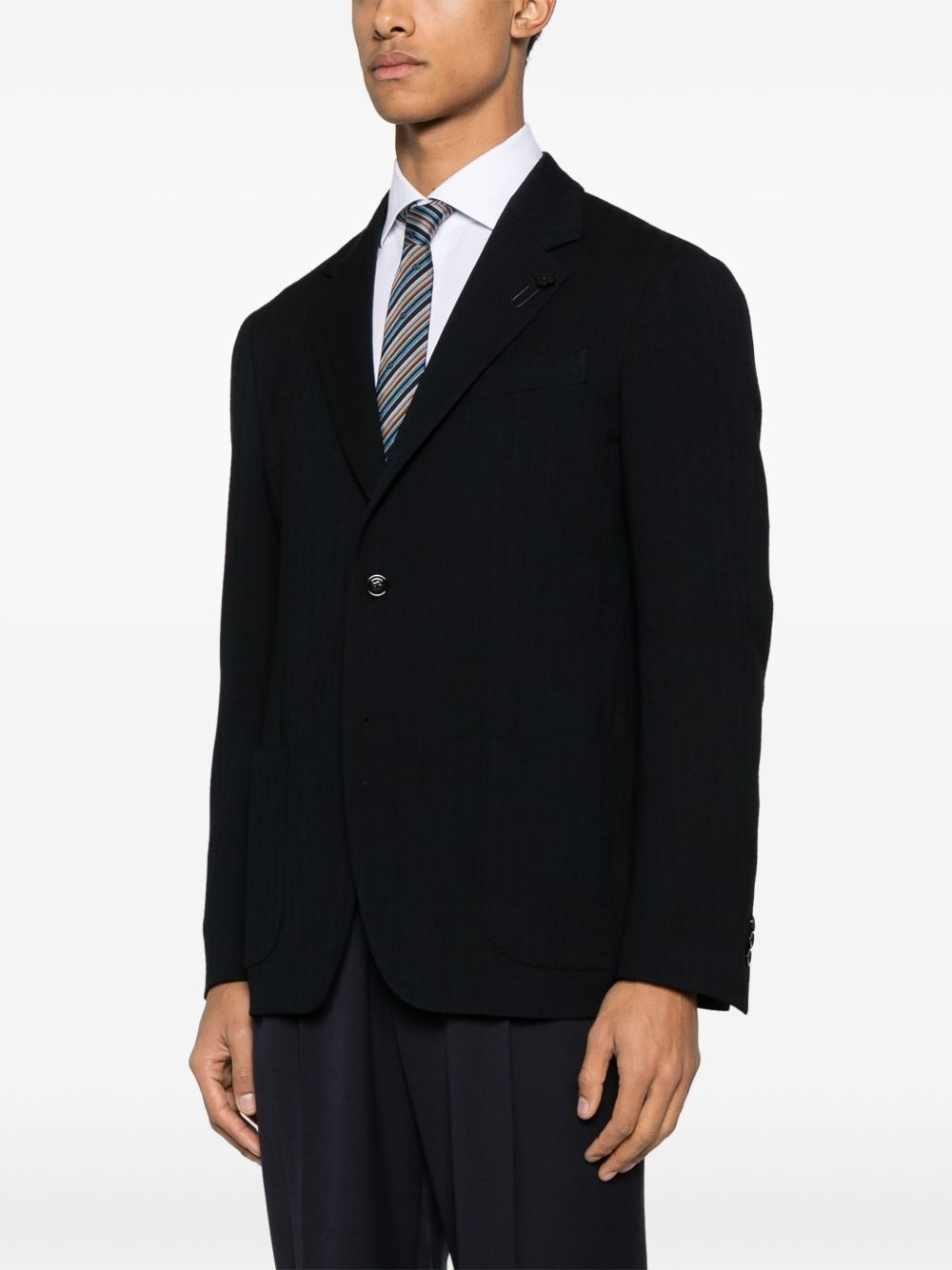 herringbone-pattern blazer - 3