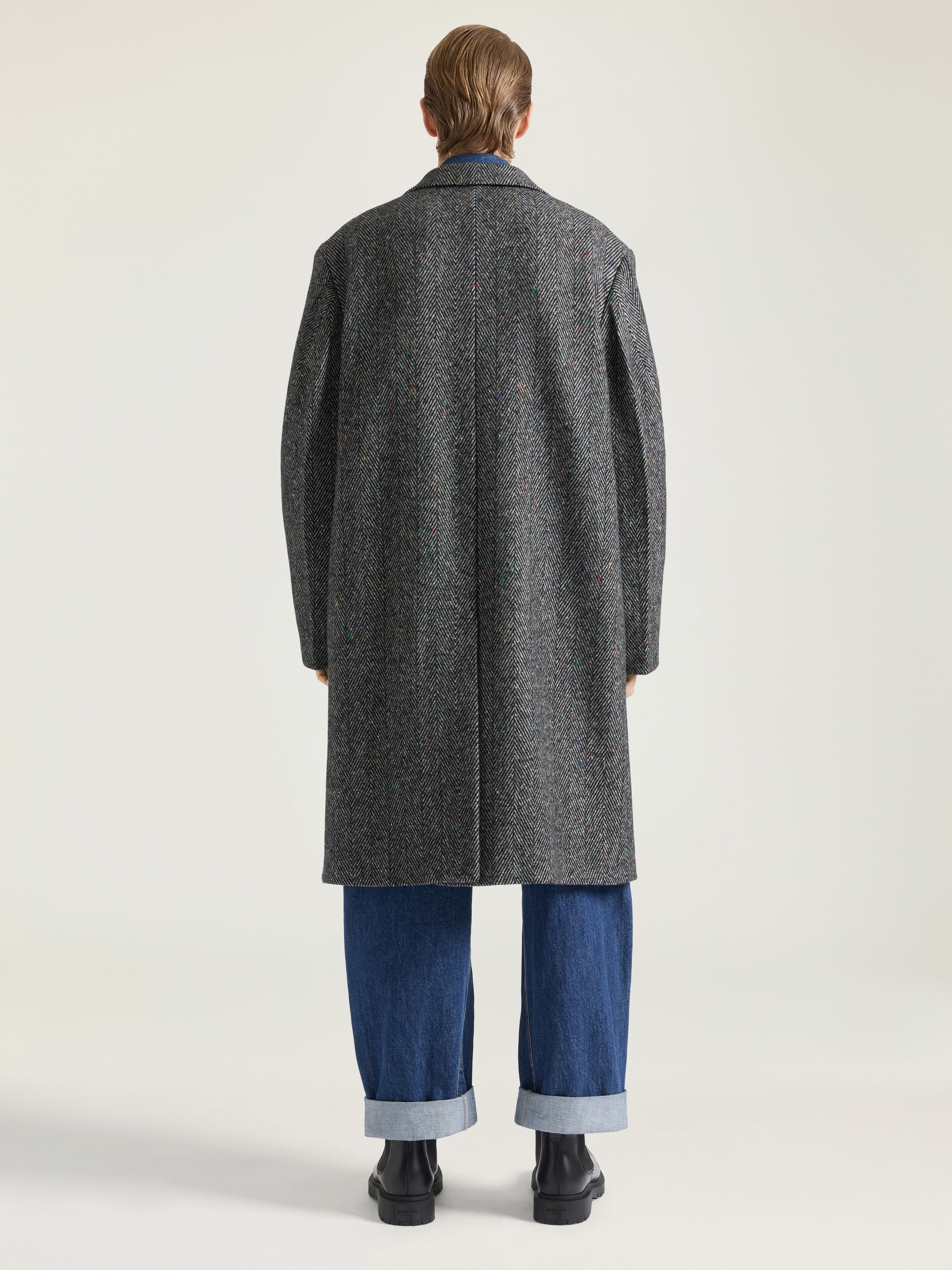 TAILORED COAT IN WOOL HERRINGBONE - 4