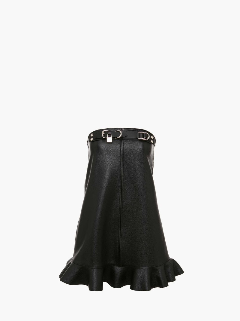 PADLOCK STRAP RUFFLED LEATHER BUSTIER DRESS 1