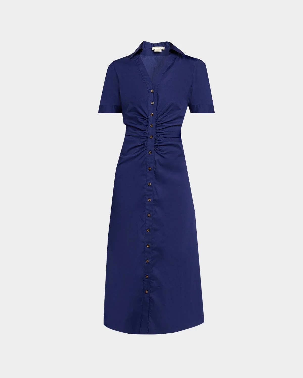 Barnet Ruched Stretch Cotton Midi Shirtdress - 1