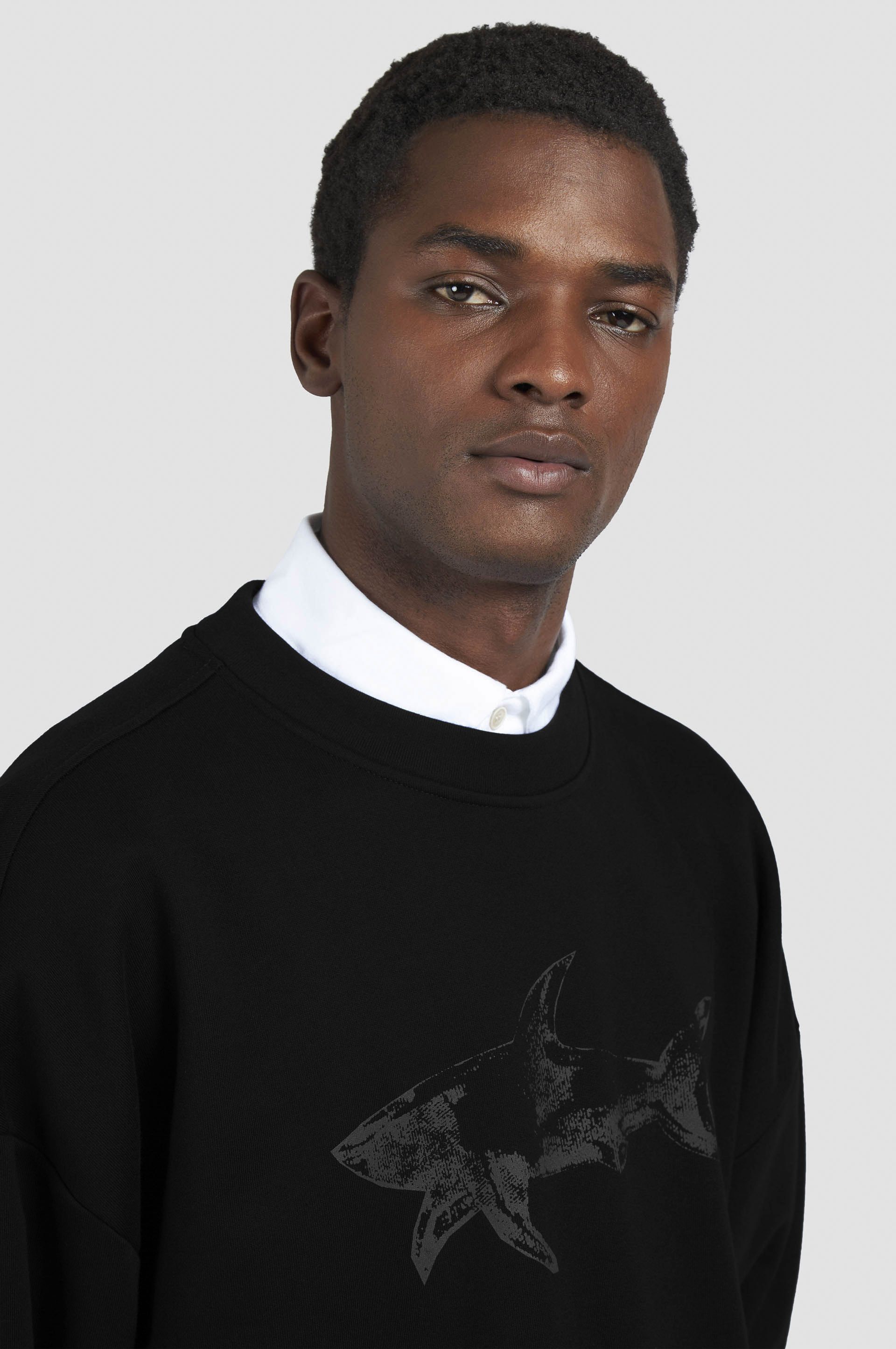 COTTON FLEECE SWEATSHIRT WITH SHARK PRINT - 4