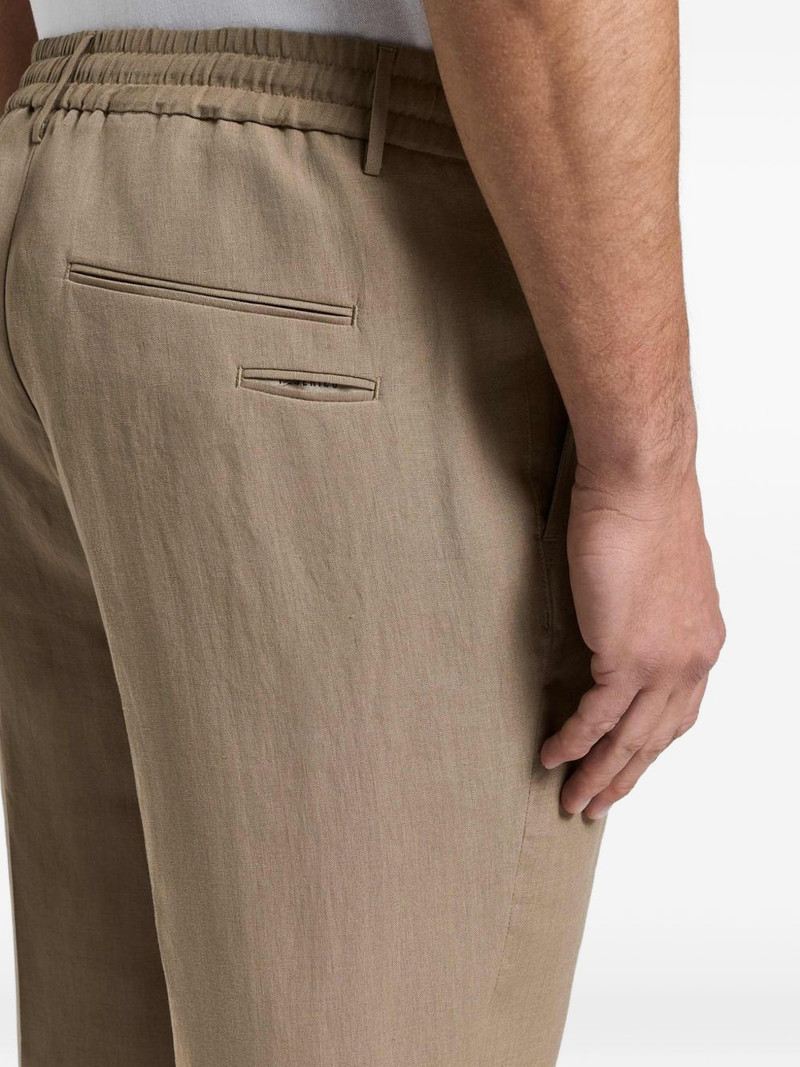 drawstring-waistband pressed-crease trousers 4