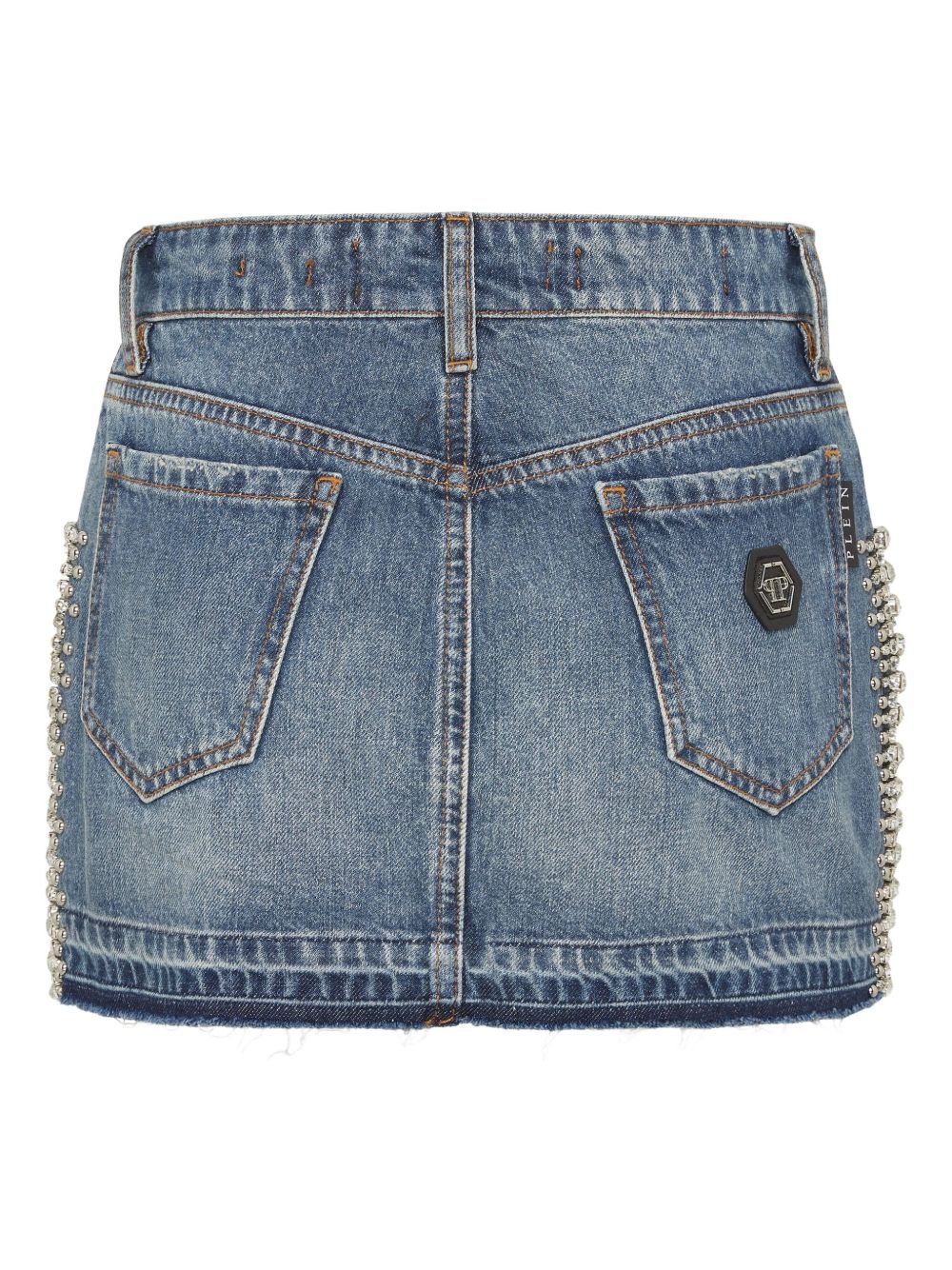 rhinestone-embellished denim skirt - 2