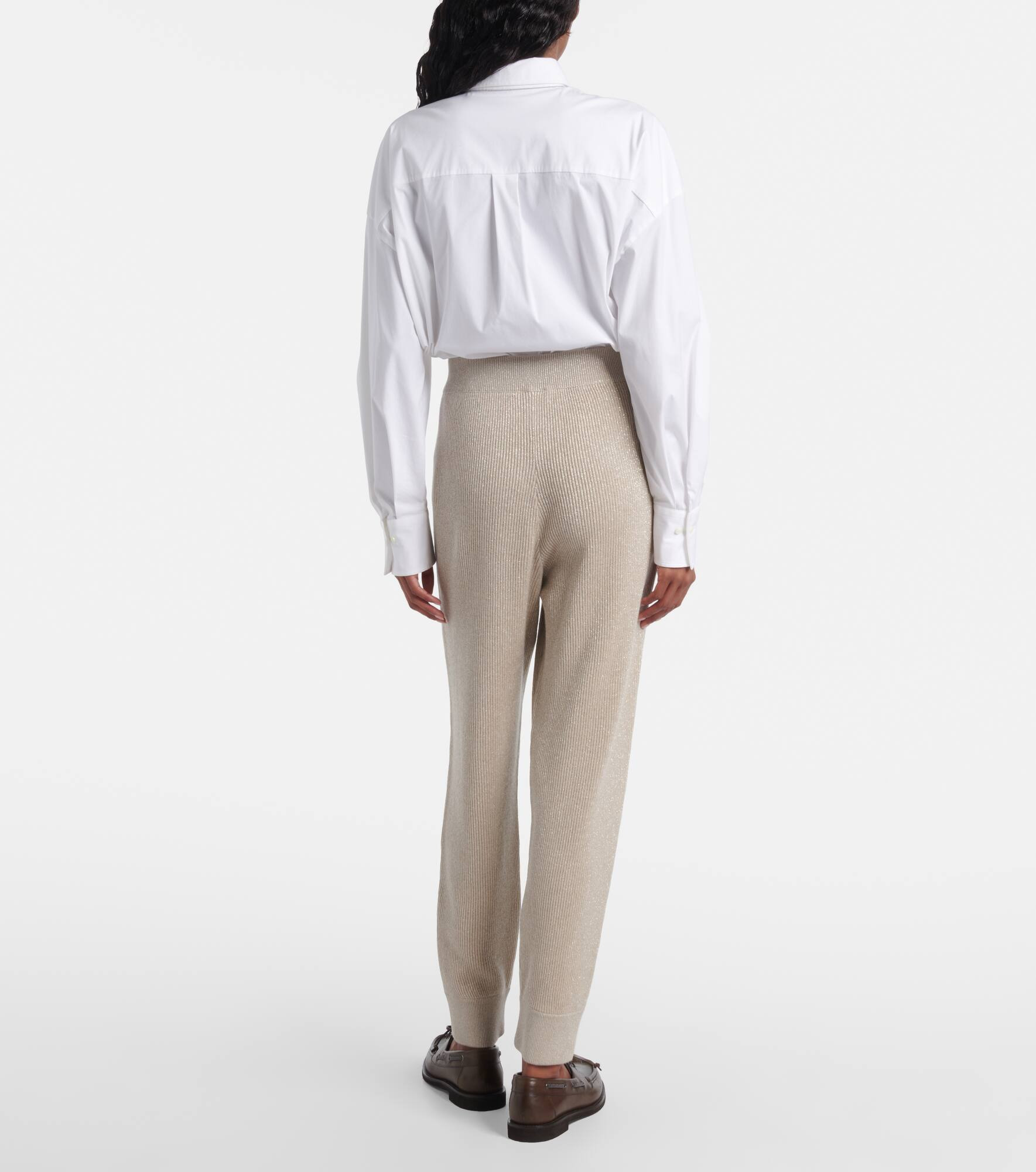 Ribbed-knit cashmere-blend tapered pants - 3