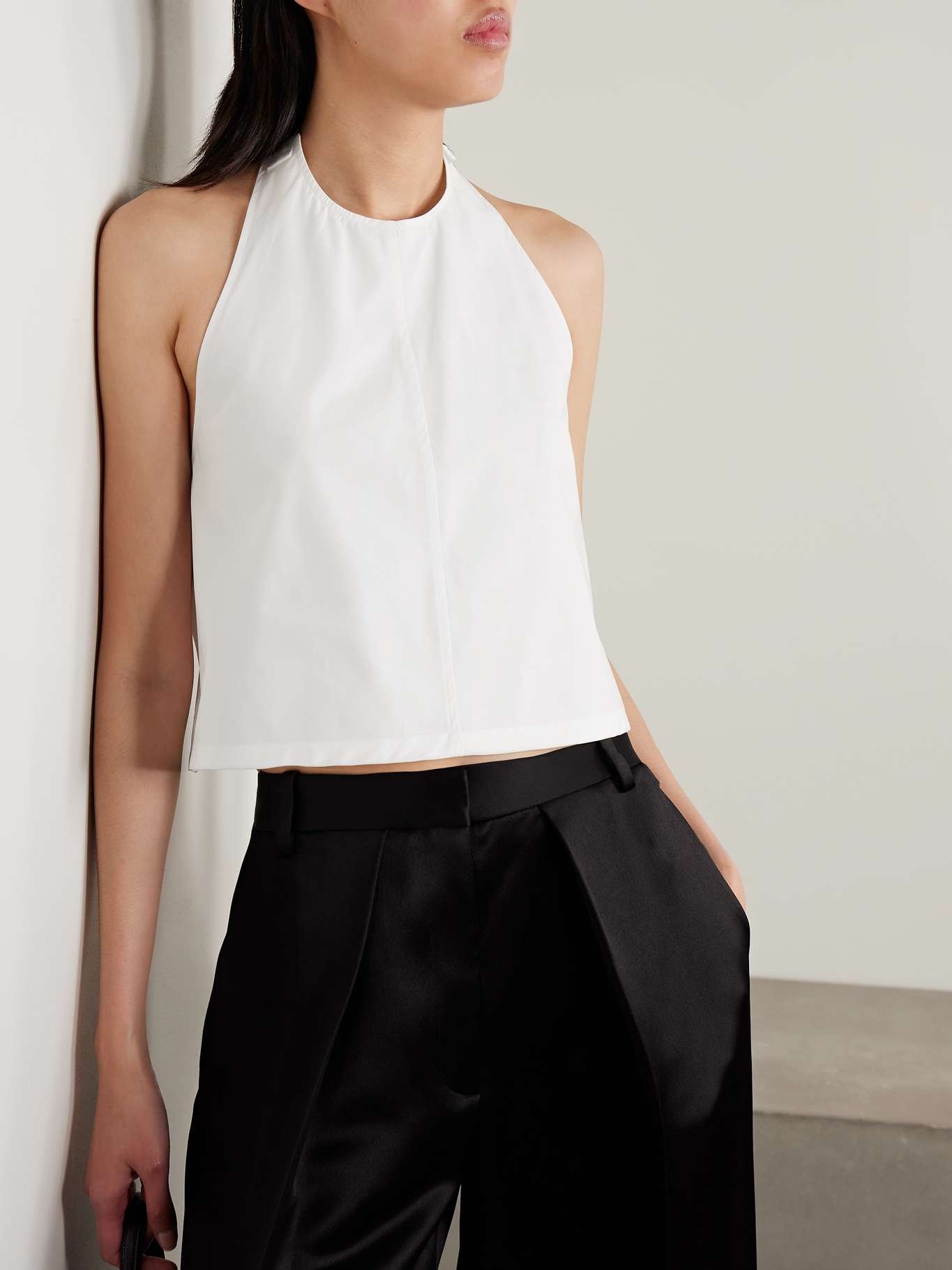 Convertible layered buckled cotton-poplin shirt White - 5