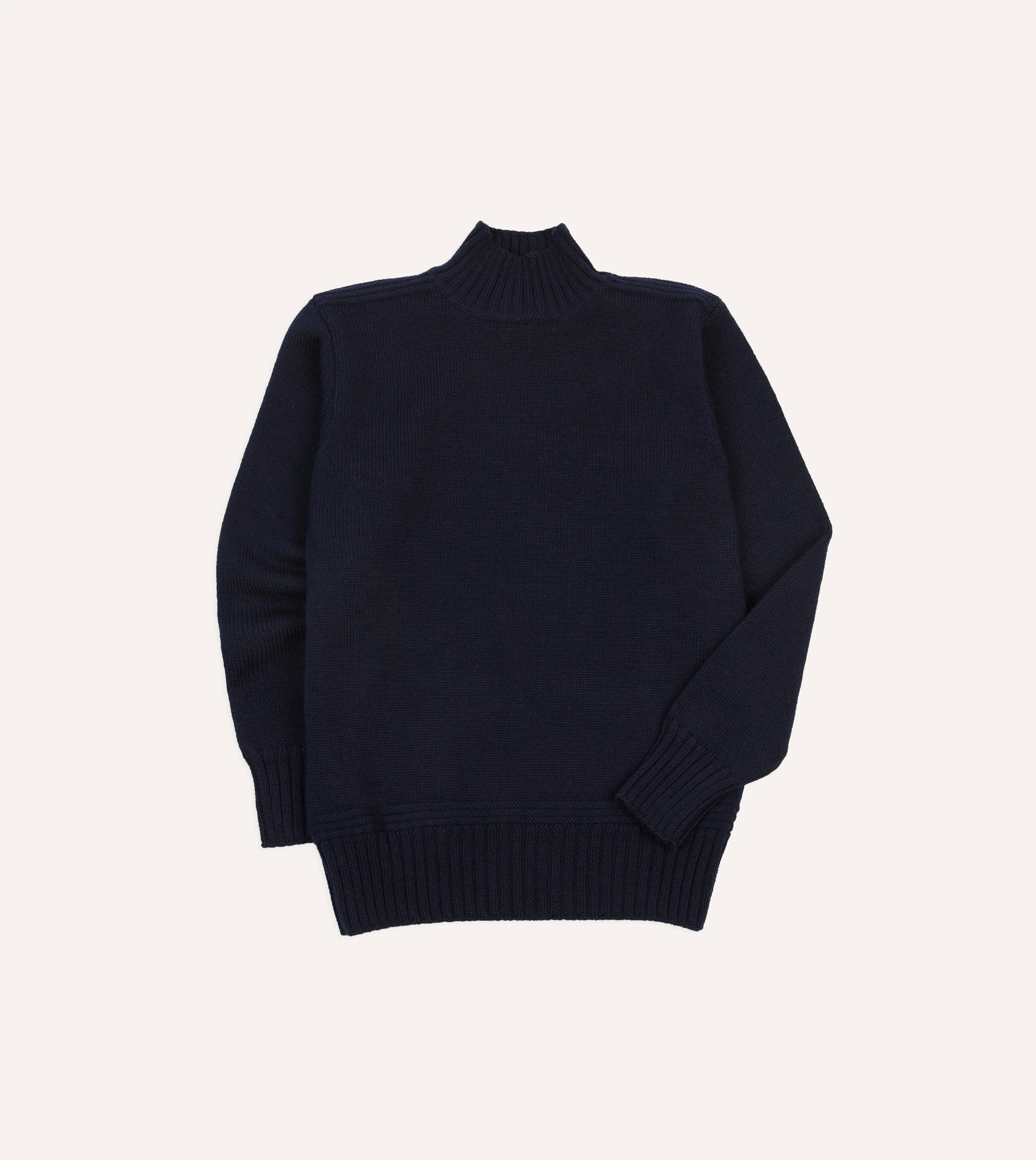 Navy Heavyweight Mock Neck Jumper - 1
