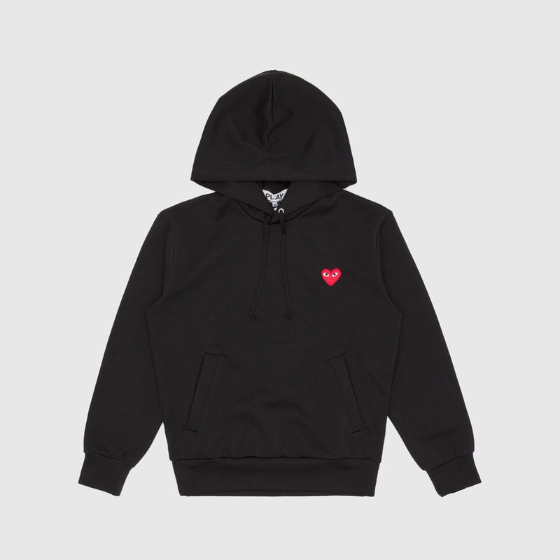 RED HEART HOODED PULLOVER SWEATSHIRT - 1