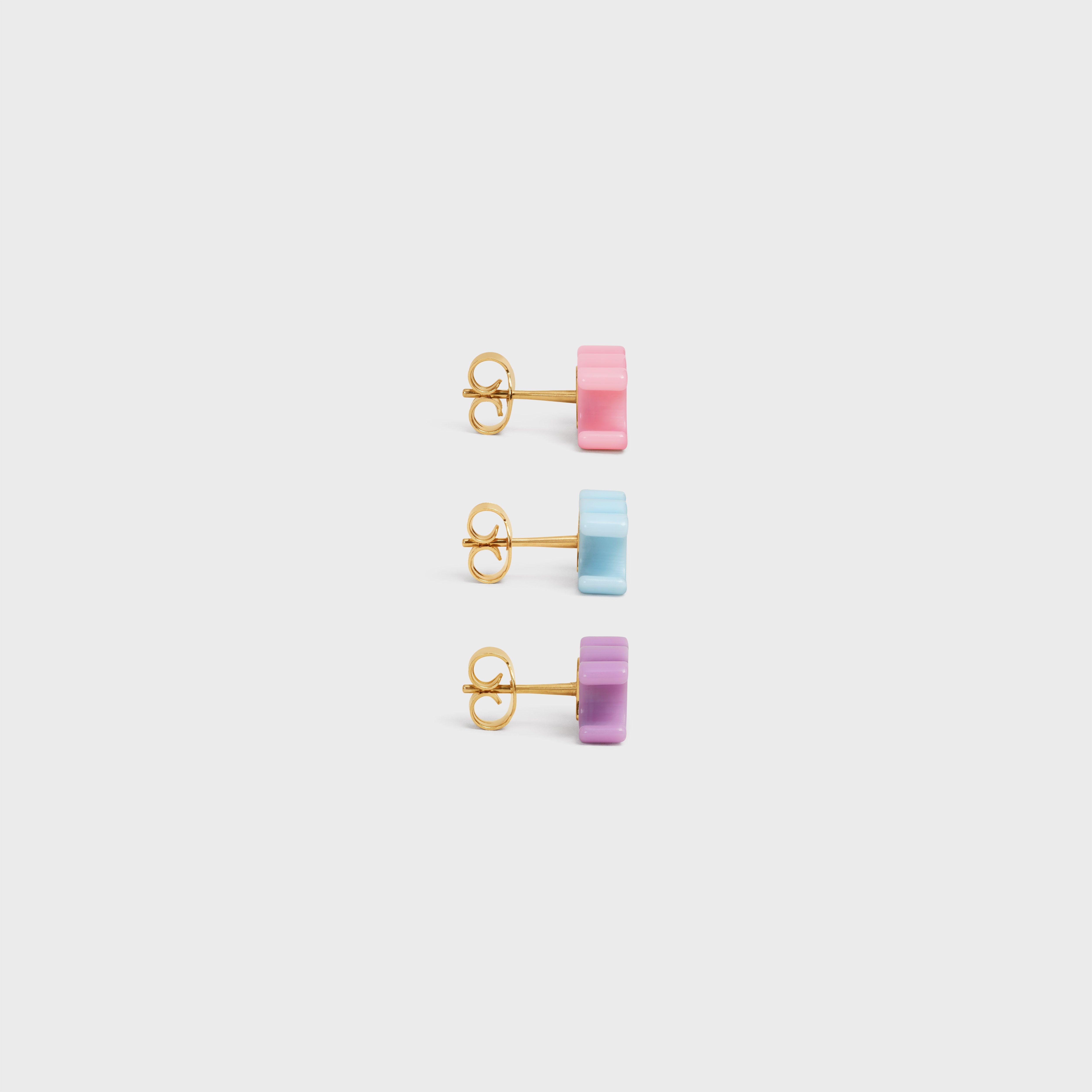 Celine Baby Set of  3 Studs in brass with Gold Finish and Plexiglass - 3