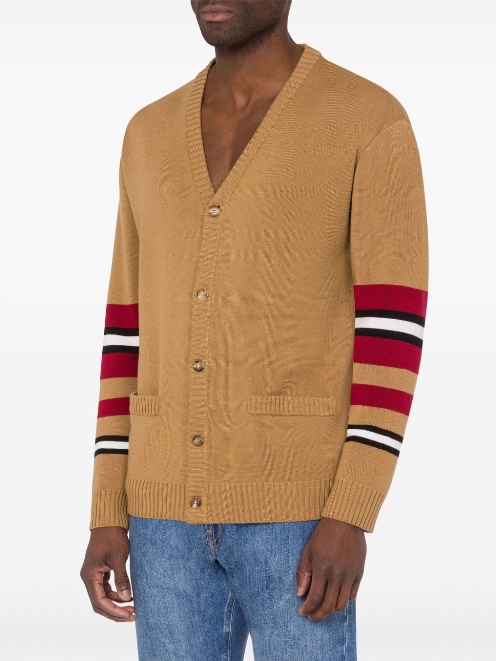 stripe-trimmed virgin-wool cardigan - 2