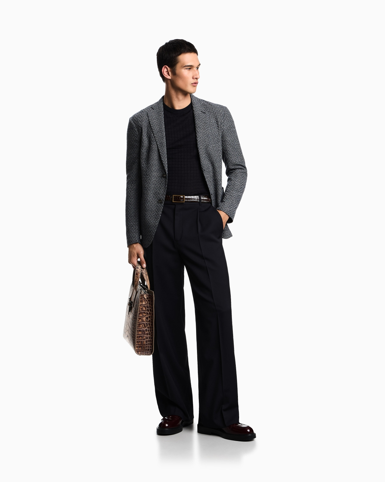 ICON SINGLE-BREASTED JACKET IN CHEVRON-MOTIF WOOL - 2