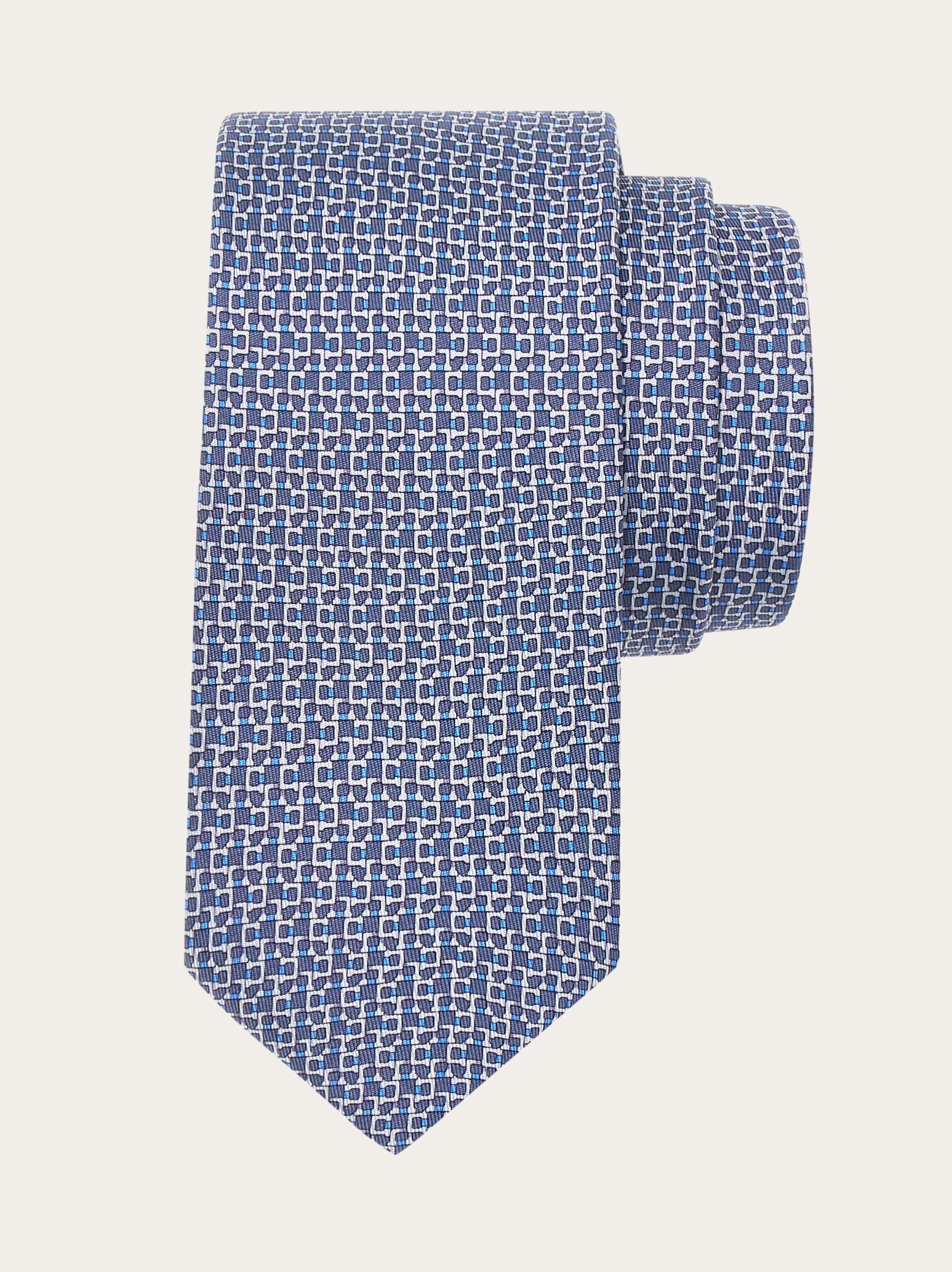 Gancini print silk tie - 1