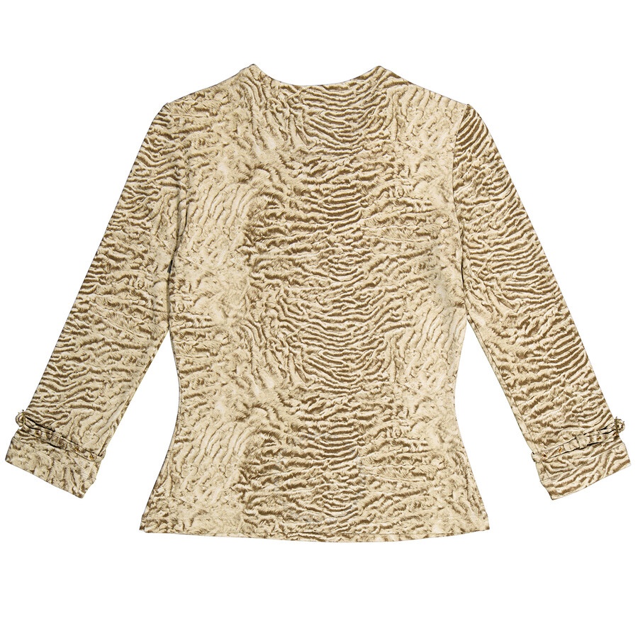 Burberry Pale Taupe Astrakhan Print Stretch Jersey Long-sleeve Top - 5