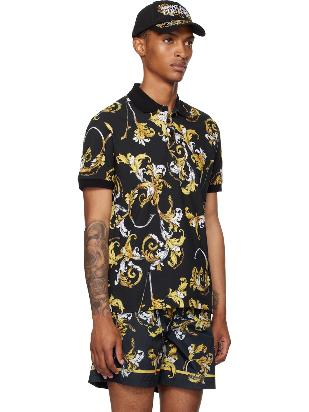 Black & Gold Outline Barocco Polo - 2