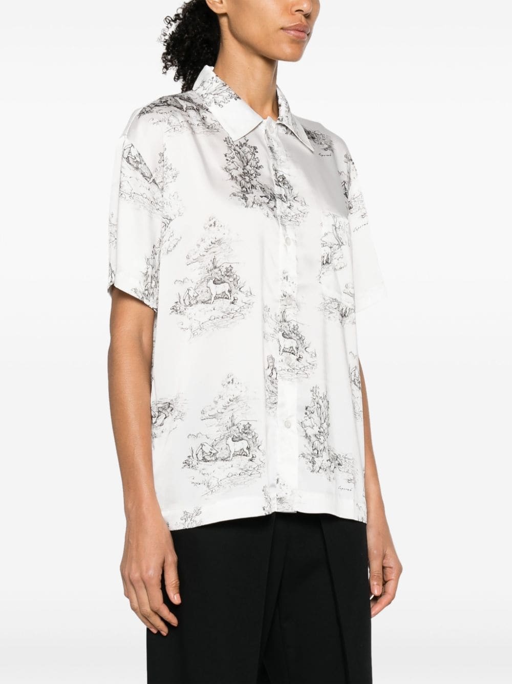 Toile de Jouy-print satin shirt - 3