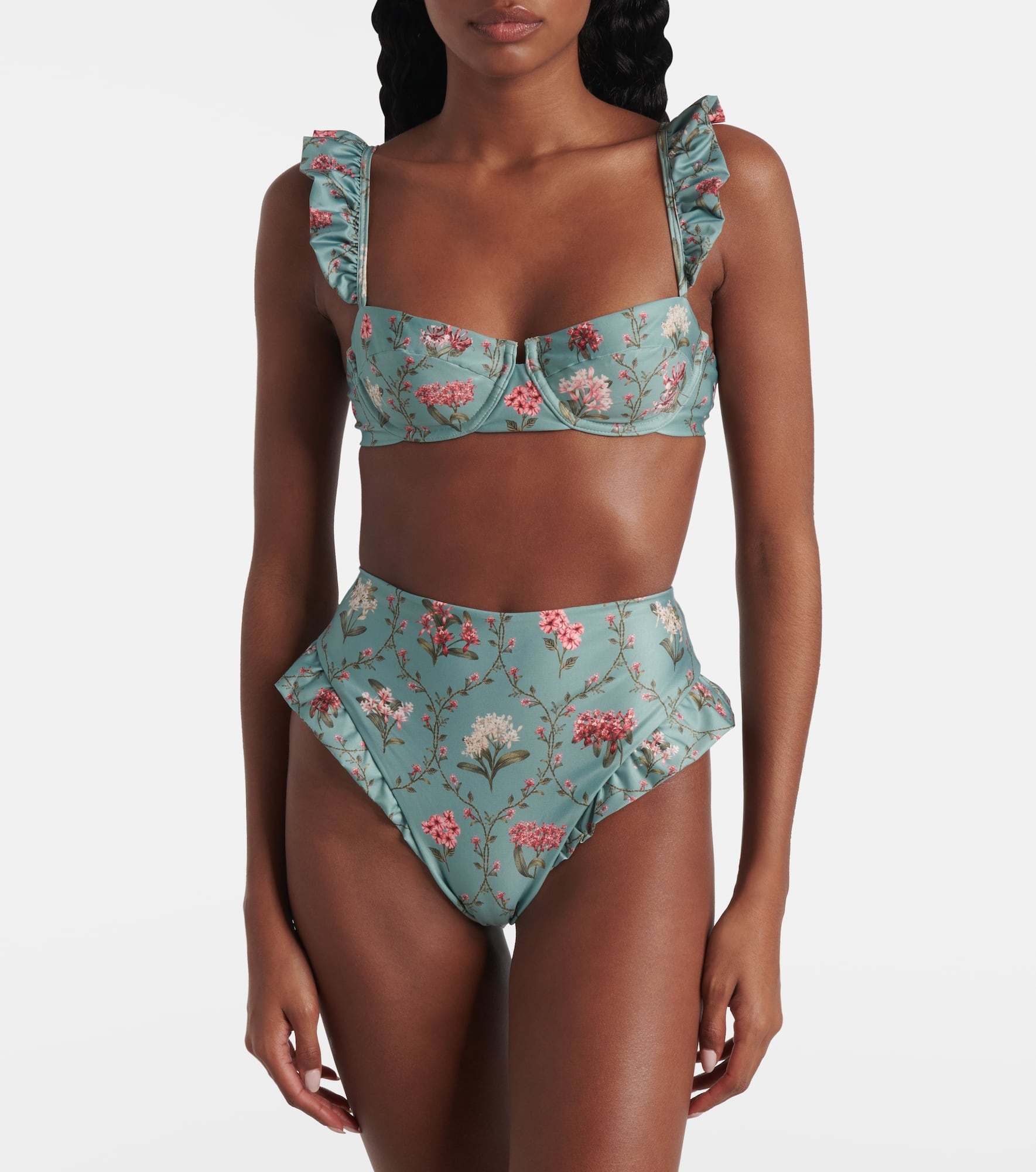 Kiwi floral ruffled bikini top - 2