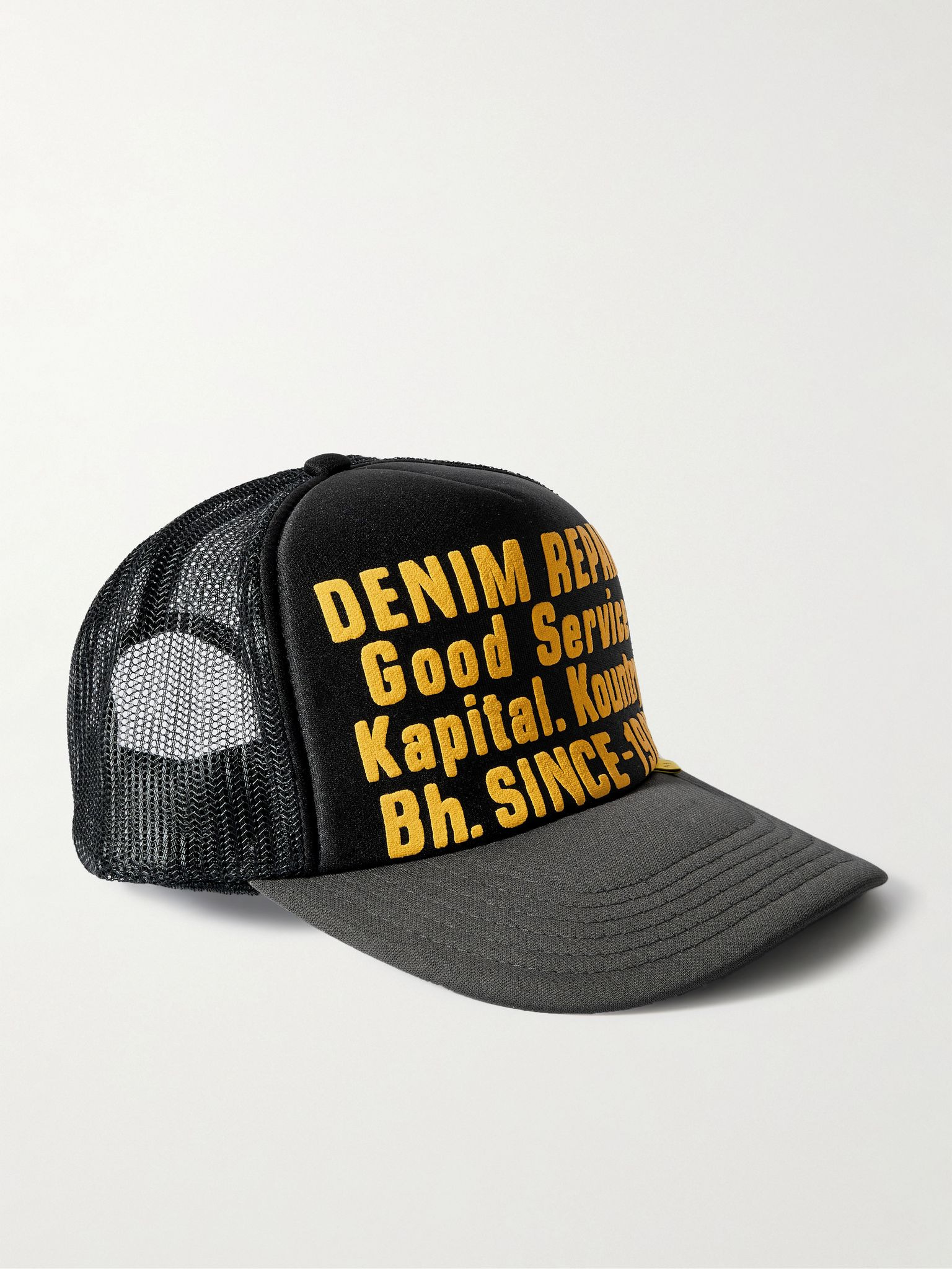 Printed Scuba and Mesh Trucker Cap Black - 1