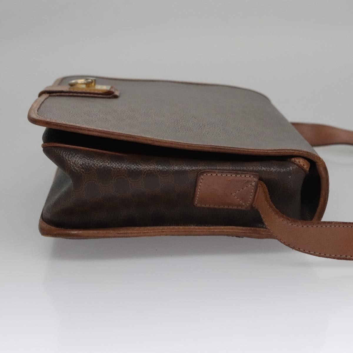 CELINE Macadam Canvas Shoulder Bag Pvc Leather Brown Gold - 4