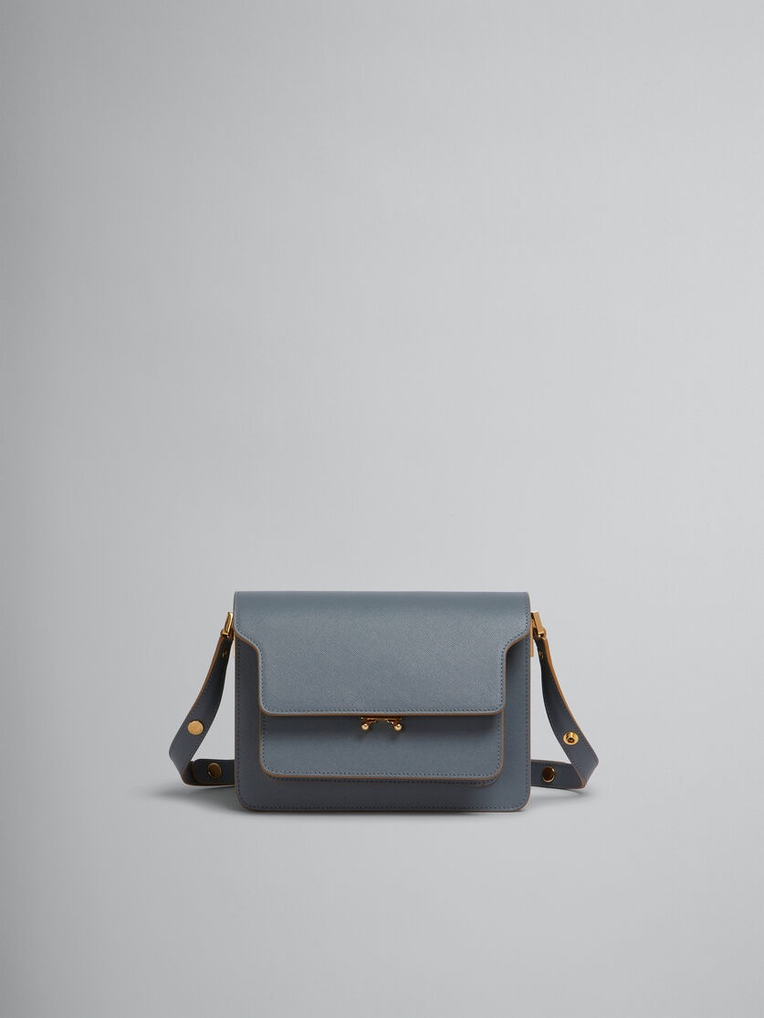 GREY SAFFIANO LEATHER MEDIUM TRUNK BAG - 1
