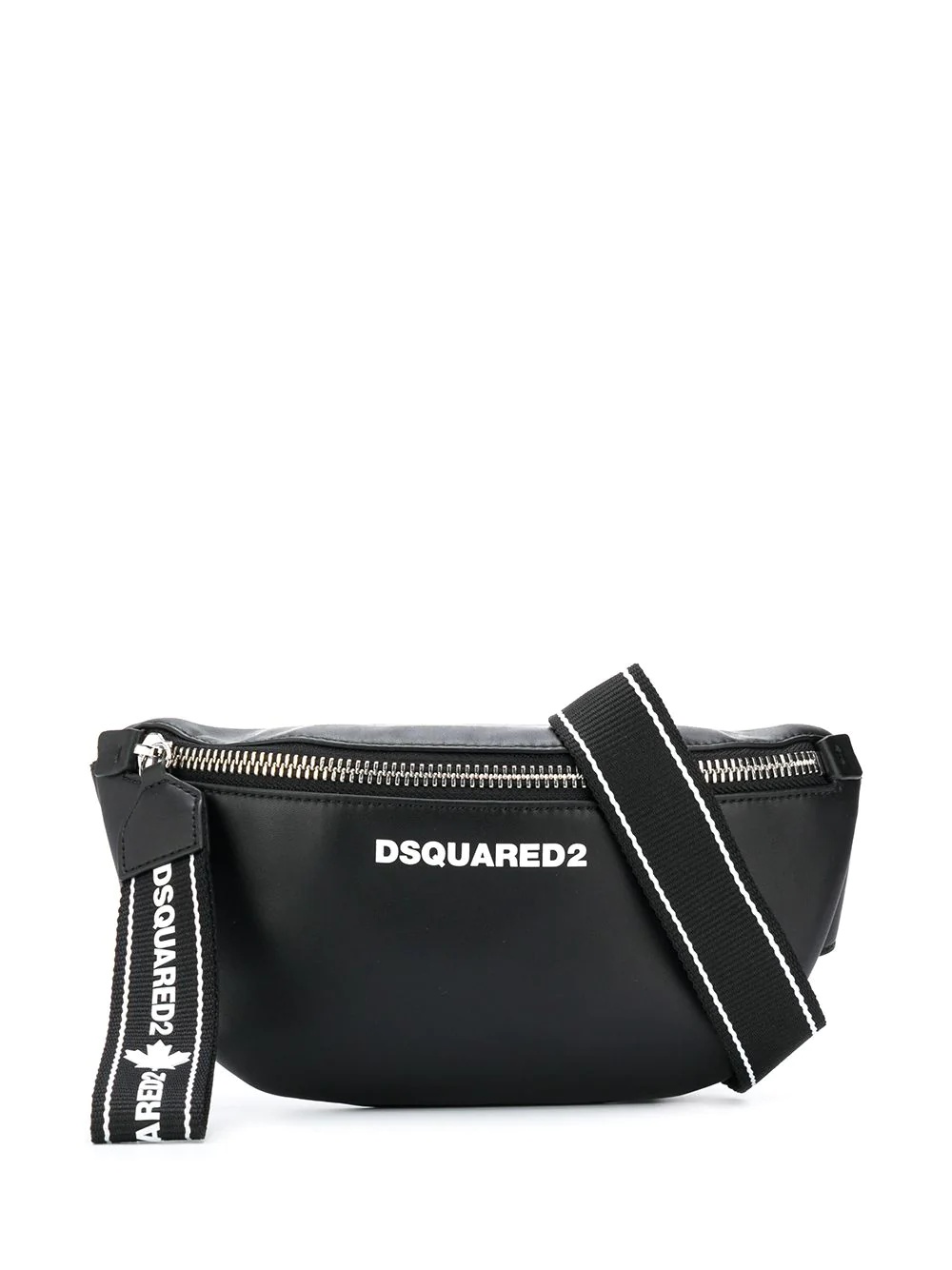 logo leather belt bag with statement zip - 1