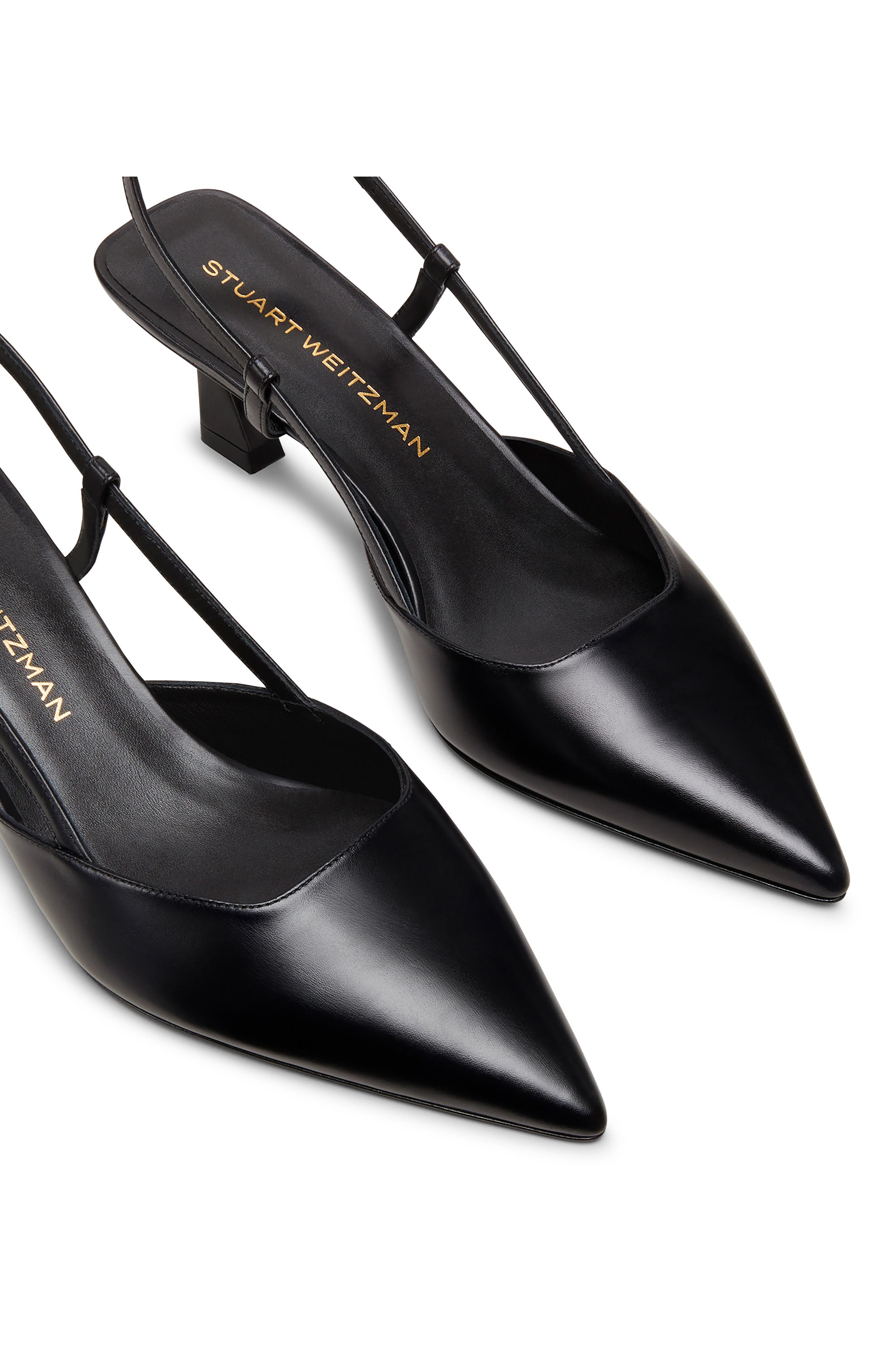 Stuart Weitzman Vinnie 50 Slingback Pump in Black /Black at Nordstrom - 4