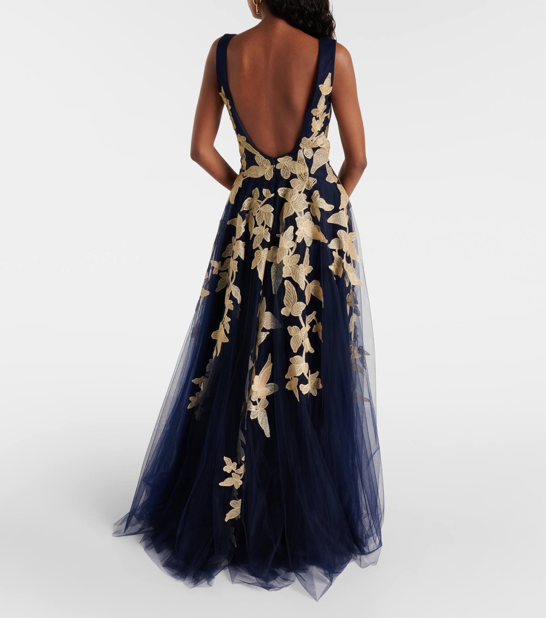 Arcangela appliqué tulle gown - 3