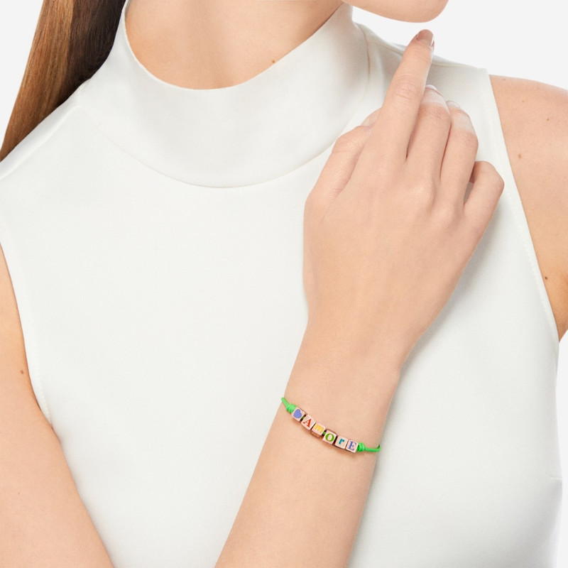 Gold Plated Silver Cube & Cord Bracelet 3