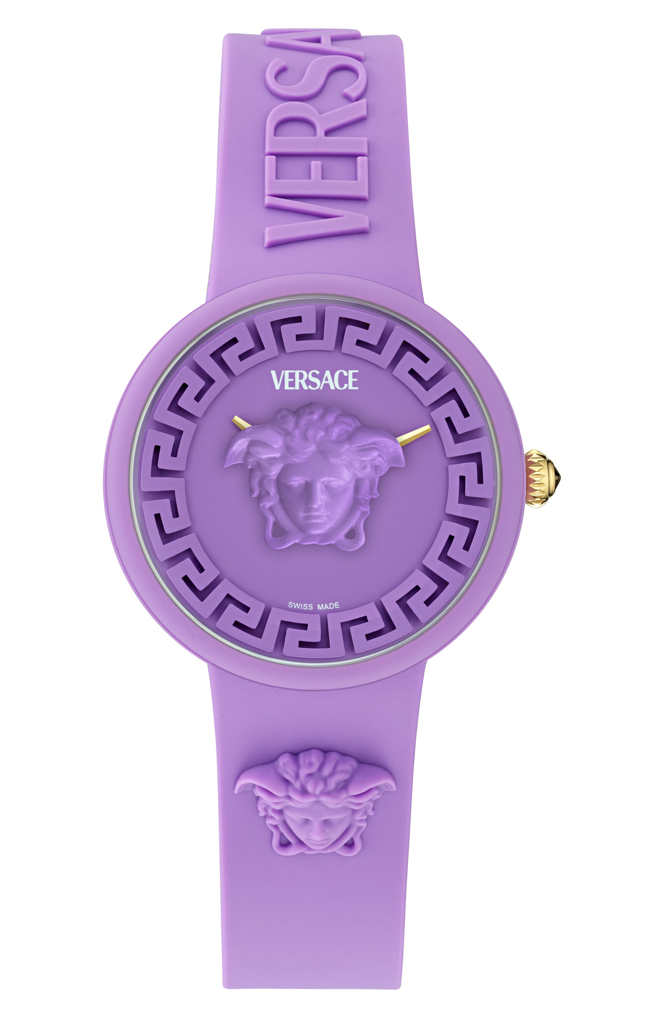 Versace Medusa Pop Silicone Strap Watch, 38mm in Purple at Nordstrom - 5