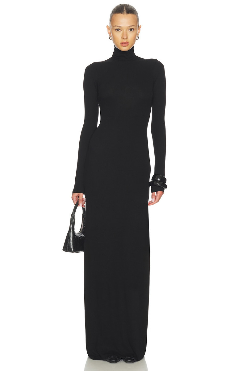 Silk Rib Fluid Turtleneck Dress 1