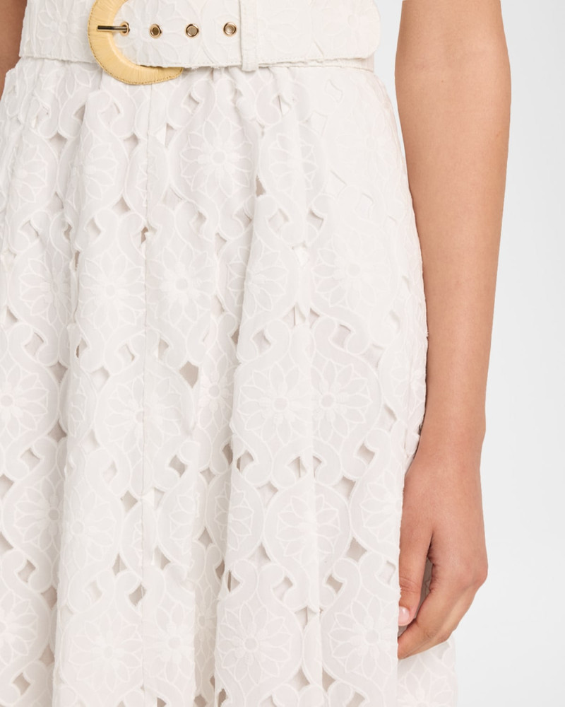 Calypso Embroidered A-Line Midi Dress 5