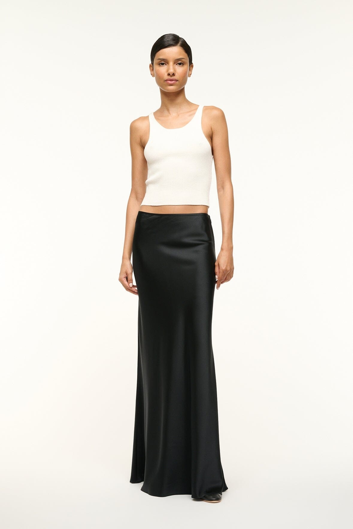 STAUD STAUD ODIN SILK SKIRT BLACK | REVERSIBLE