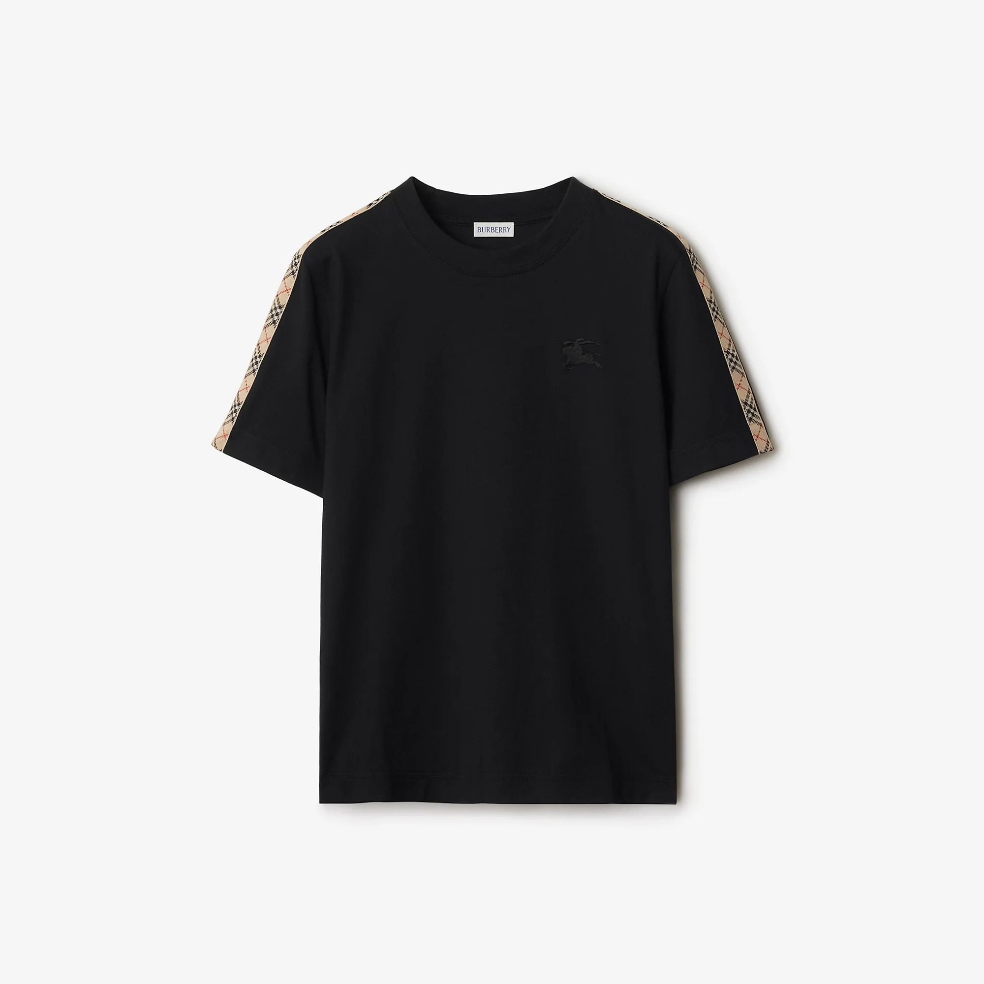 Check Trim Cotton T-shirt - 1