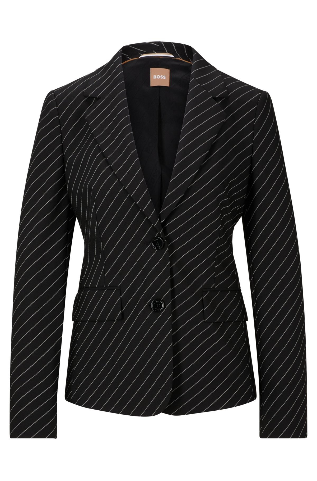 SINGLE-BREASTED JACKET IN STRIPED STRETCH WOOL - 1