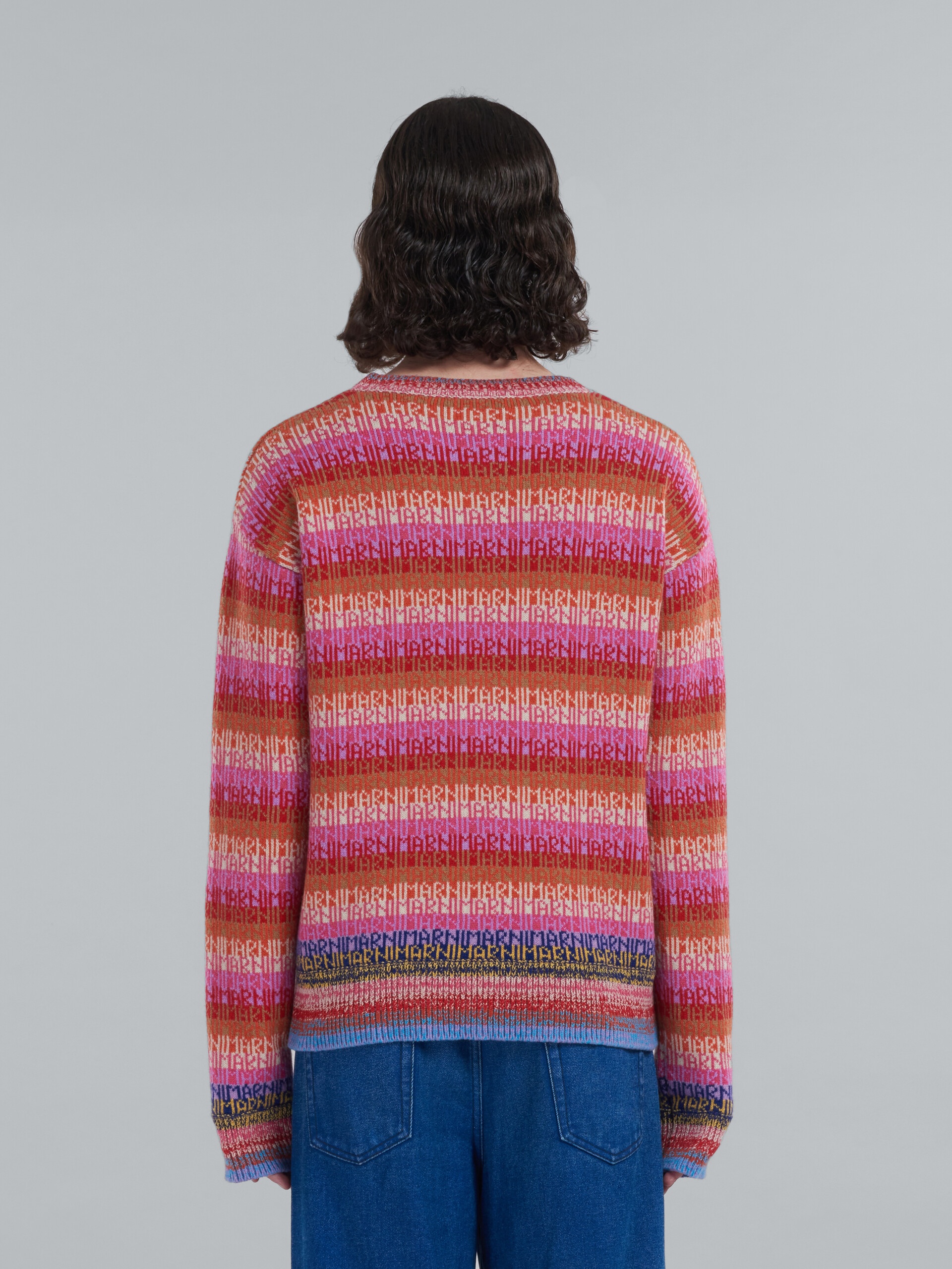 WOOL TOP WITH MULTICOLOUR STRIPES AND JACQUARD LOGO - 3