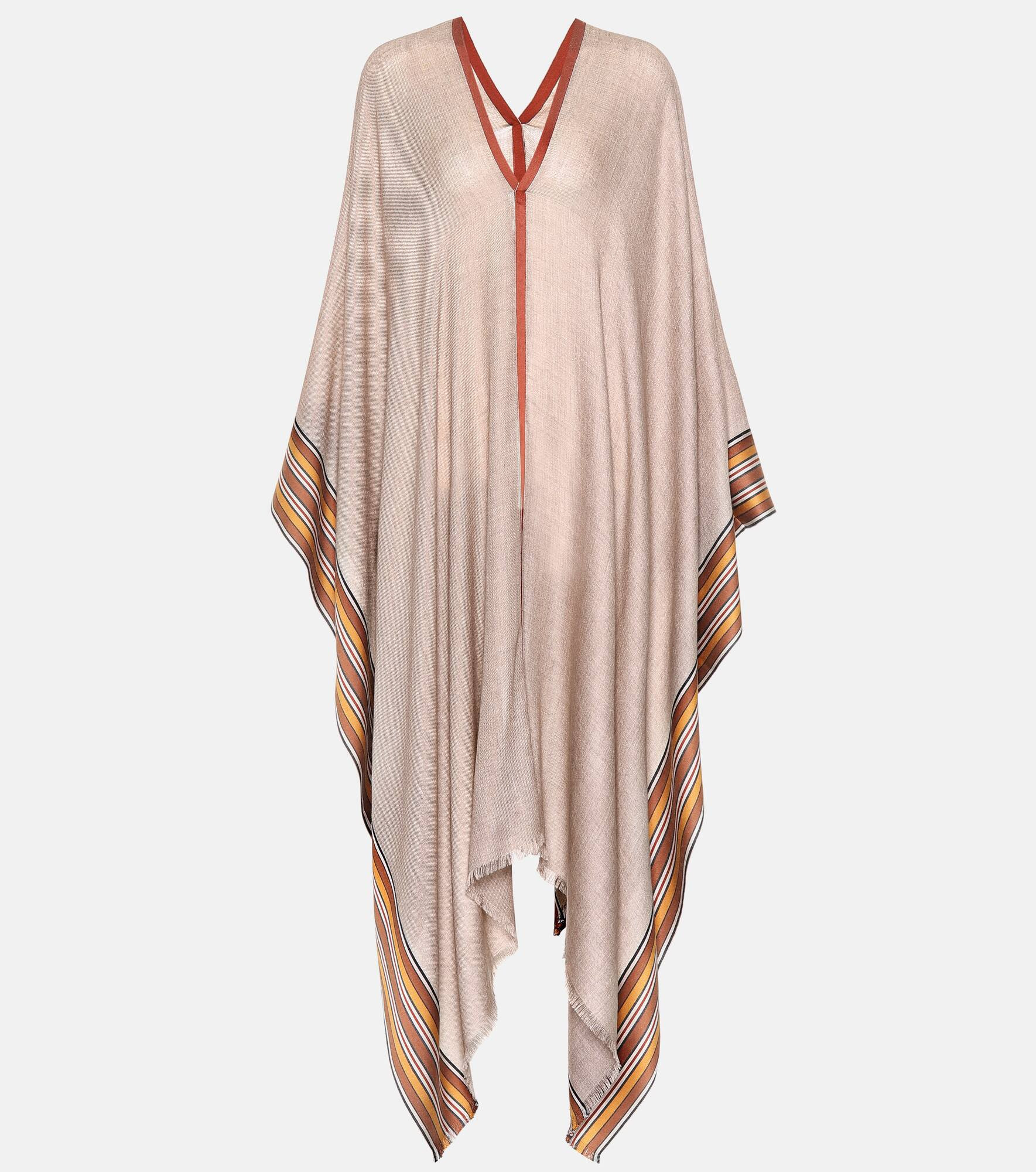 The Suitcase Stripe silk and cashmere poncho - 1