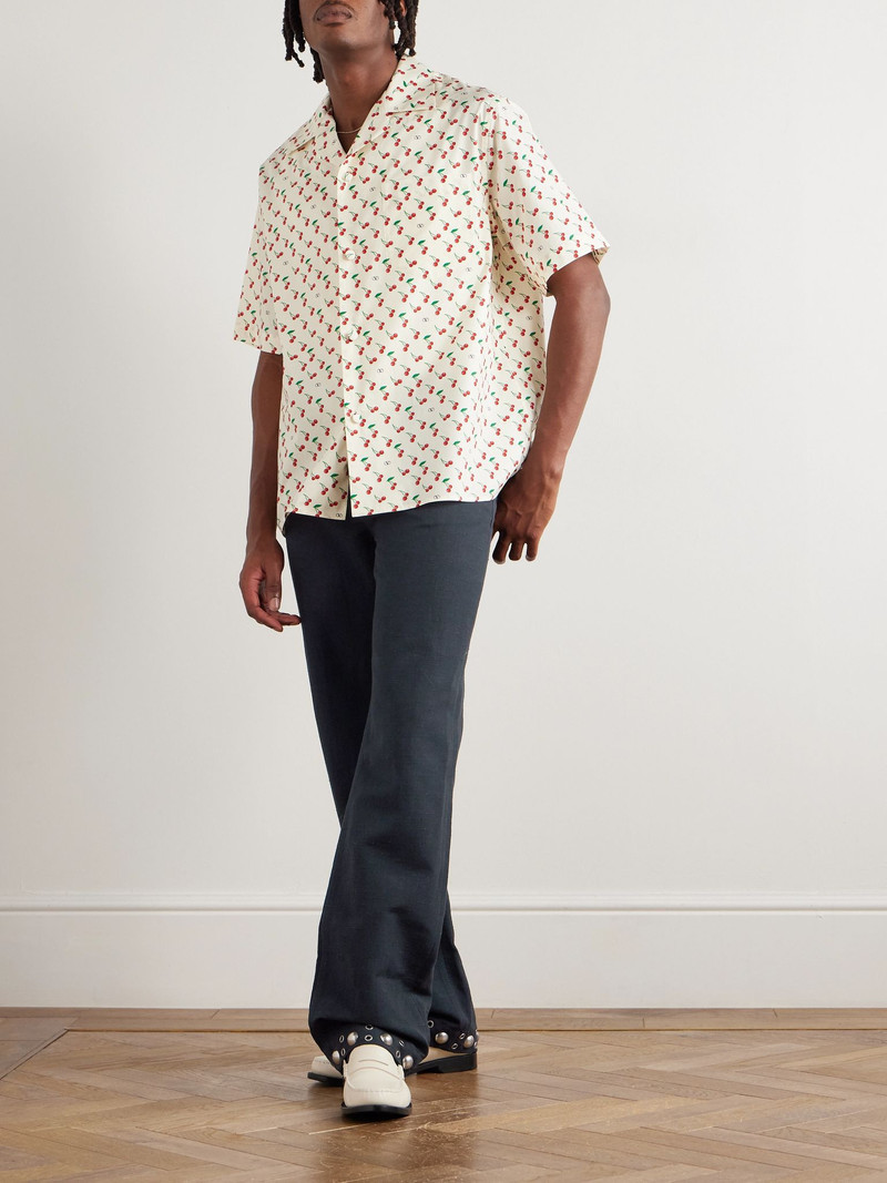 Valentino Straight-Leg Embellished Linen and Cotton-Blend Trousers Navy outlook