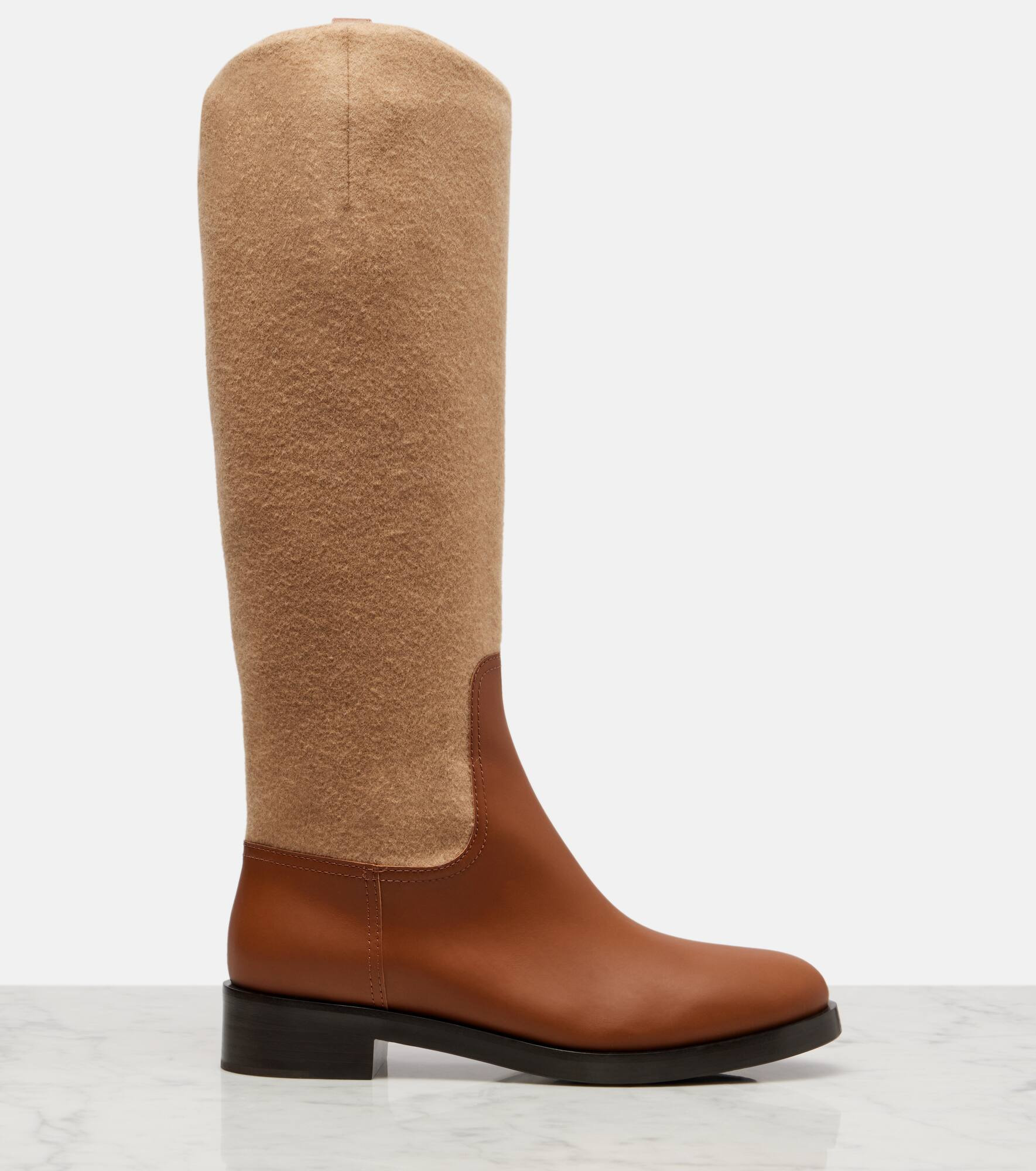 Cavaliere leather and wool knee-high boots - 4