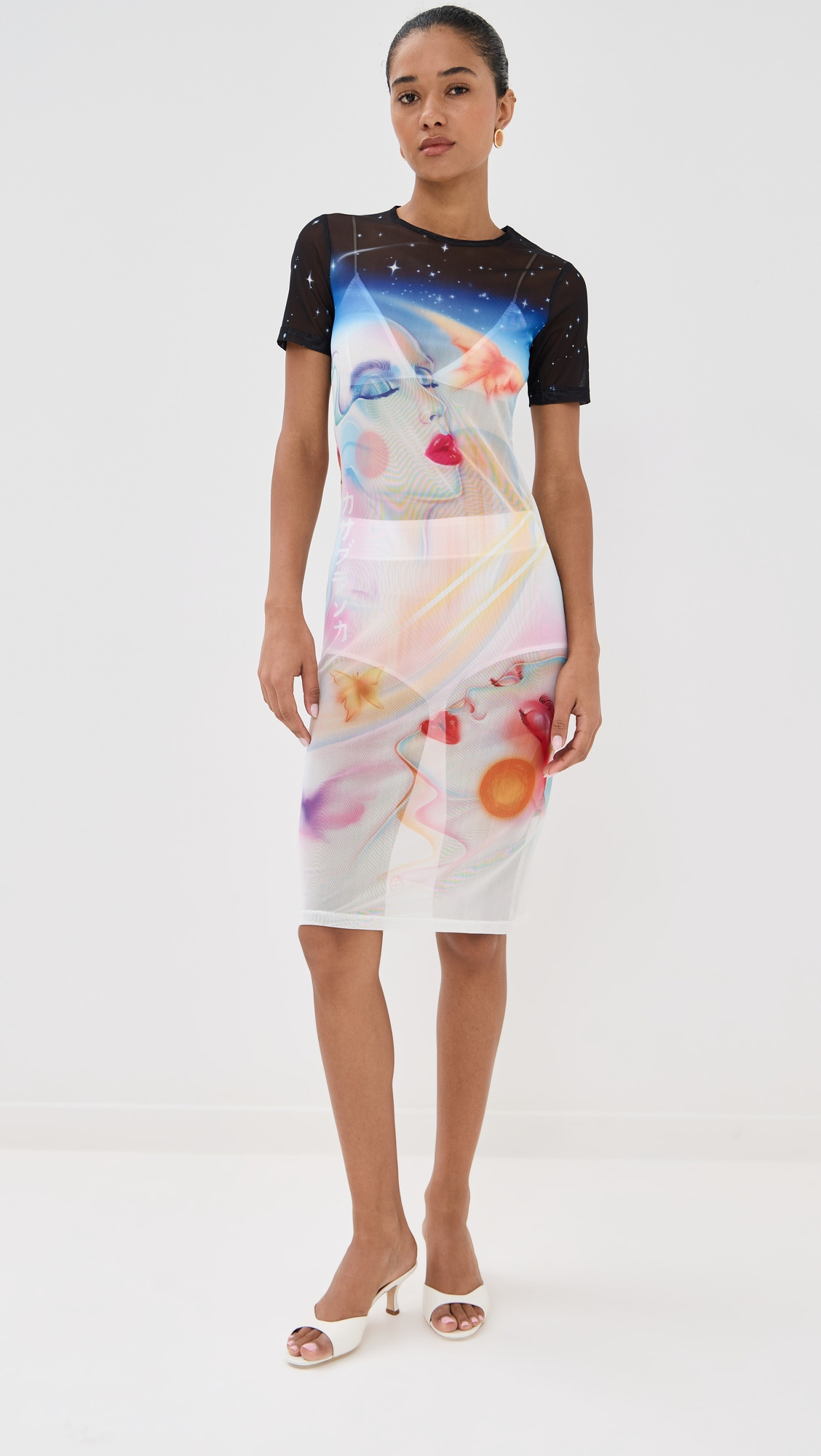 Women's Printed Mesh Dress - 6