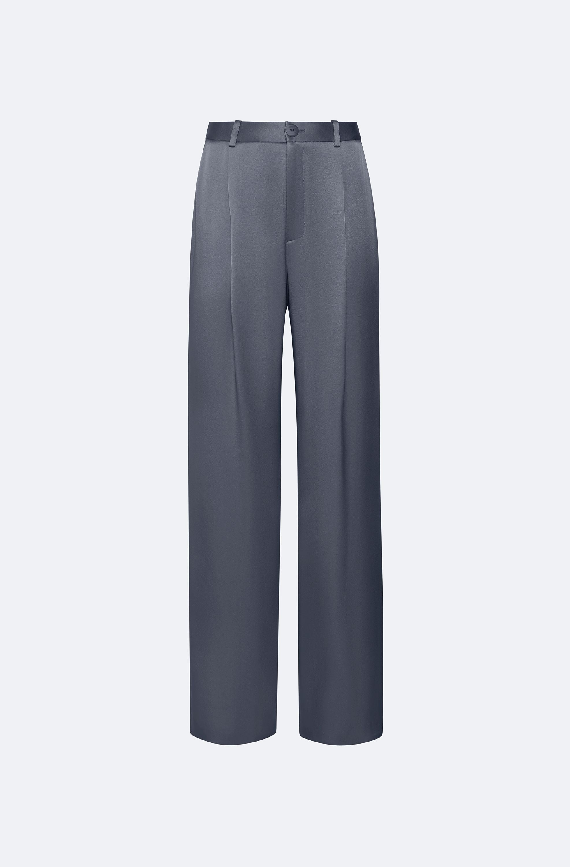 Satin Relaxed Pleated Pant - 1