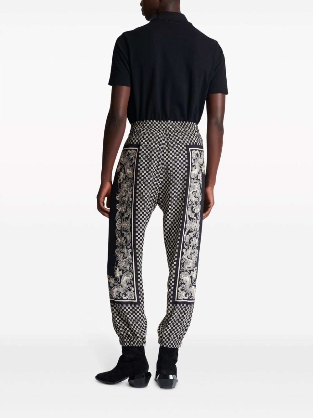 monigram-print elasticated-waistband track pants - 4