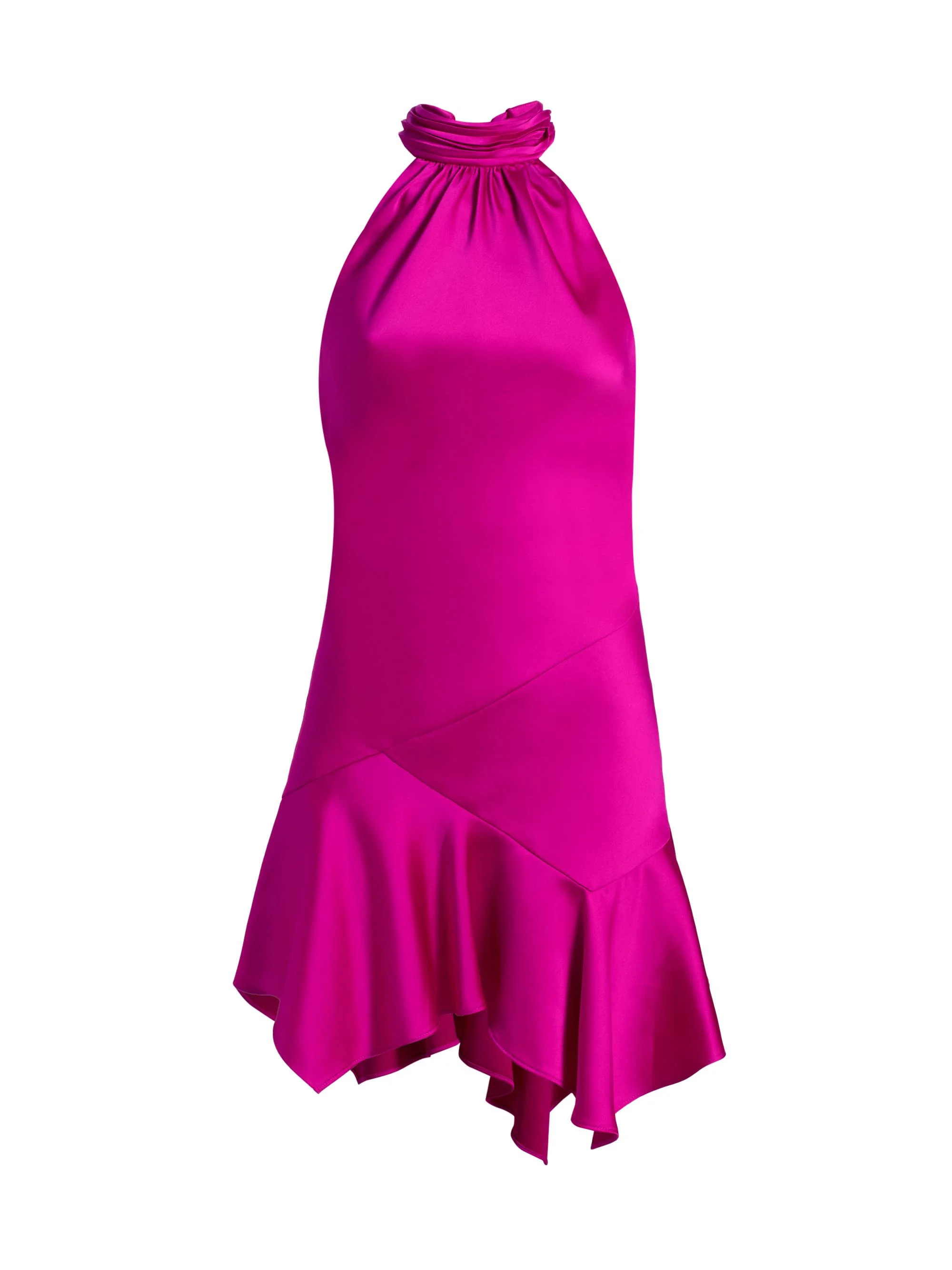 Women's Nari Satin Halter Minidress - Fiesta Pink - 1