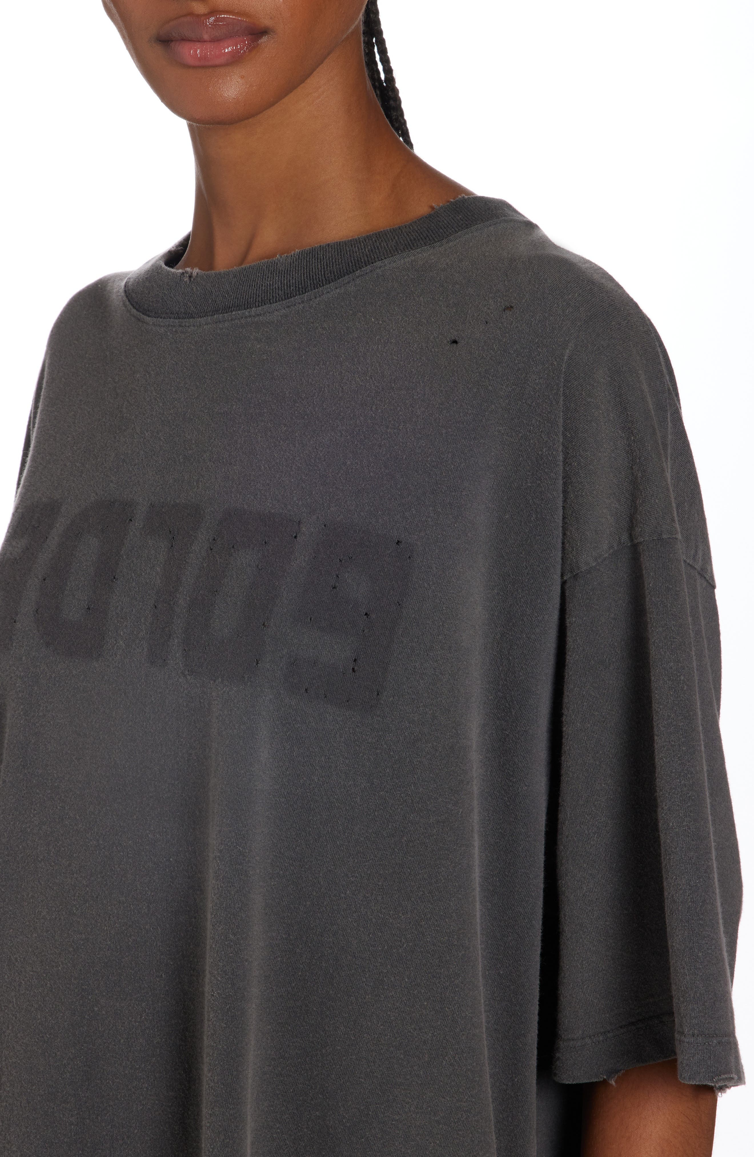Distressed Logo Graphic T-Shirt Dress - 4