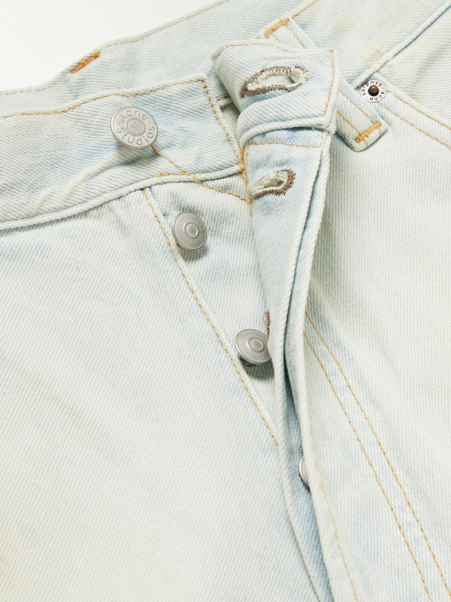 Wide-Leg Distressed Jeans Blue - 6