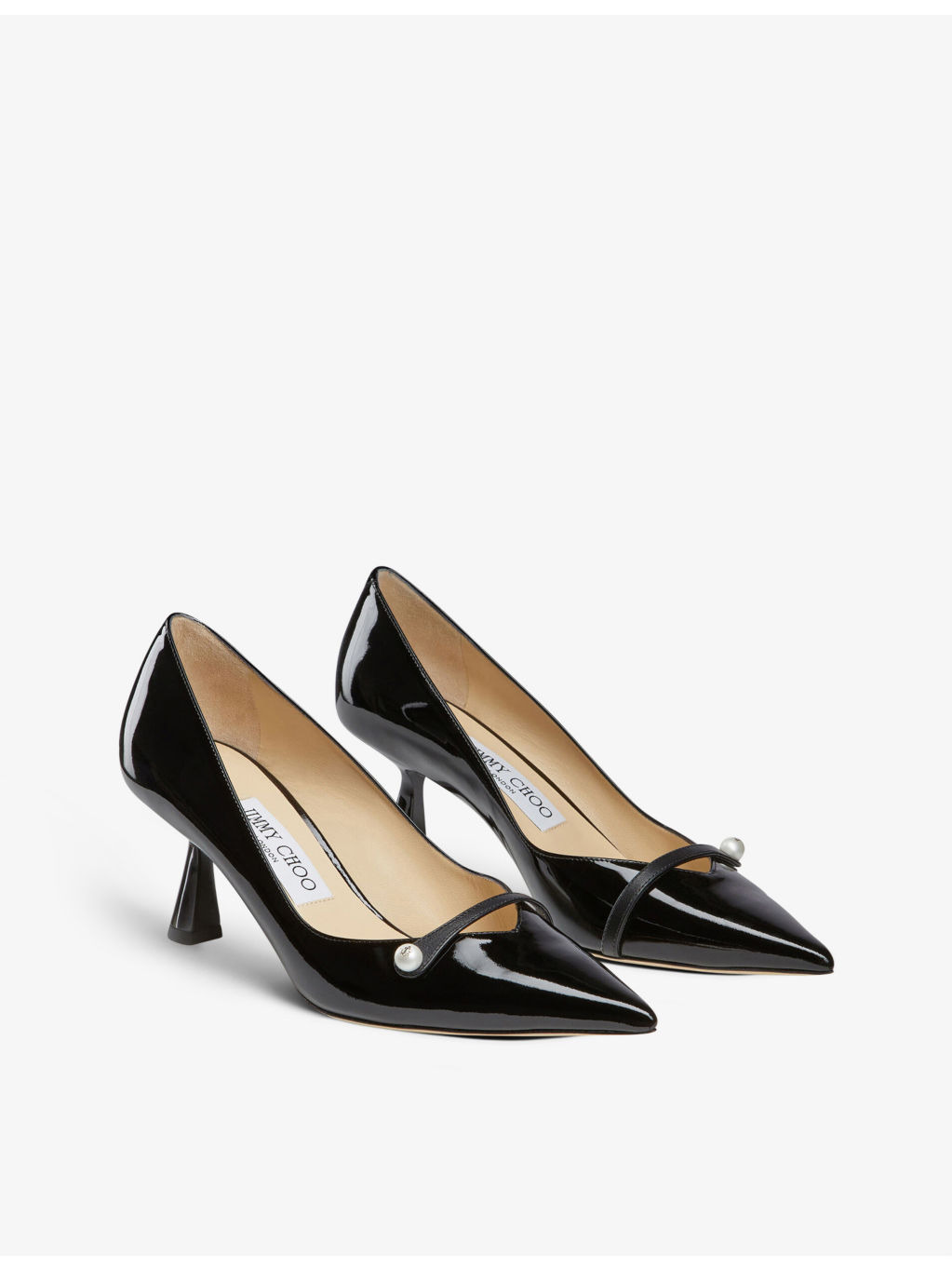 Rosalia 65 pearl-embellished patent-leather heeled courts - 3