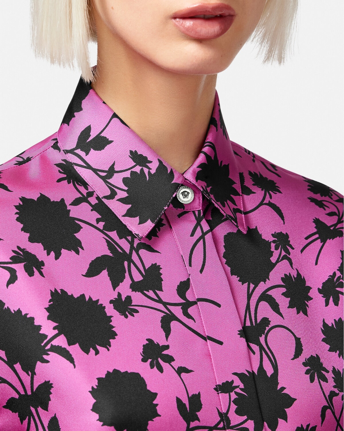 Floral Silhouette Silk Shirt - 5