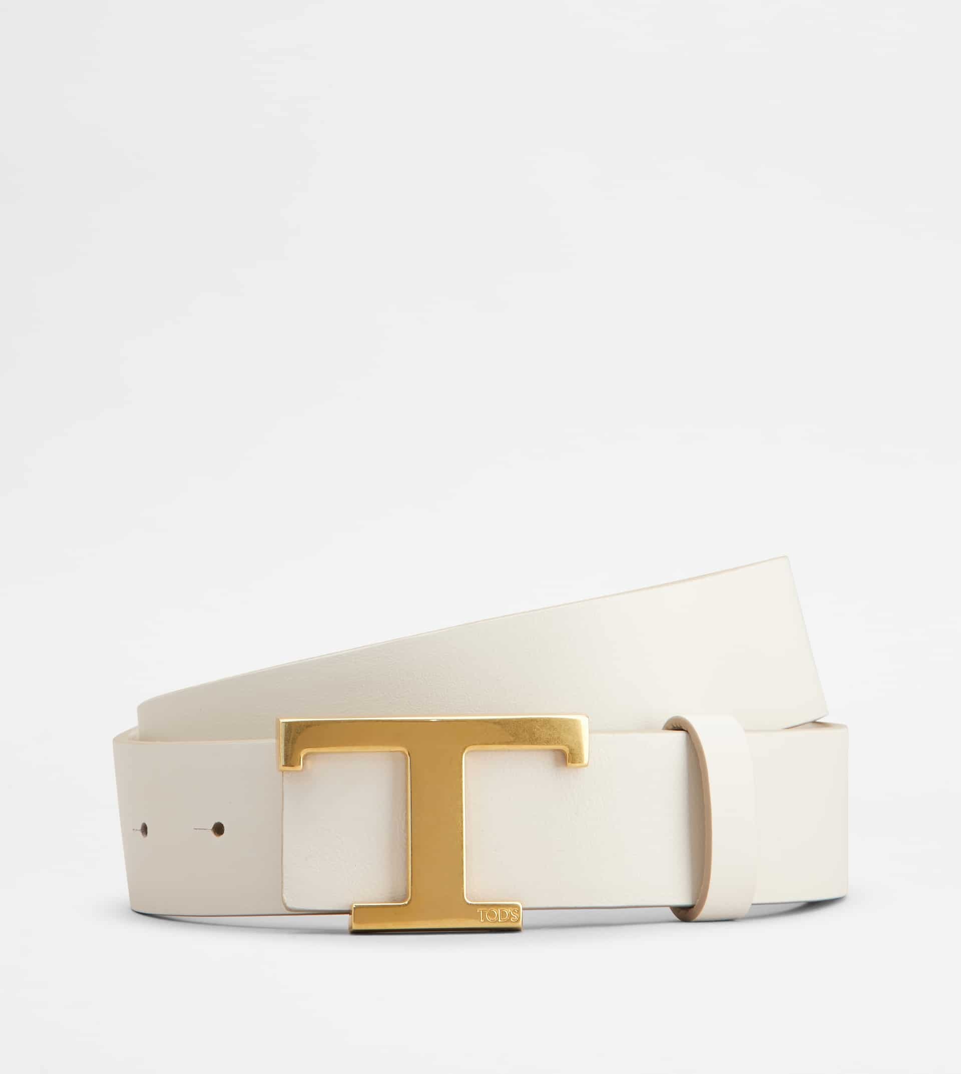 T TIMELESS REVERSIBLE BELT IN LEATHER - WHITE - 2