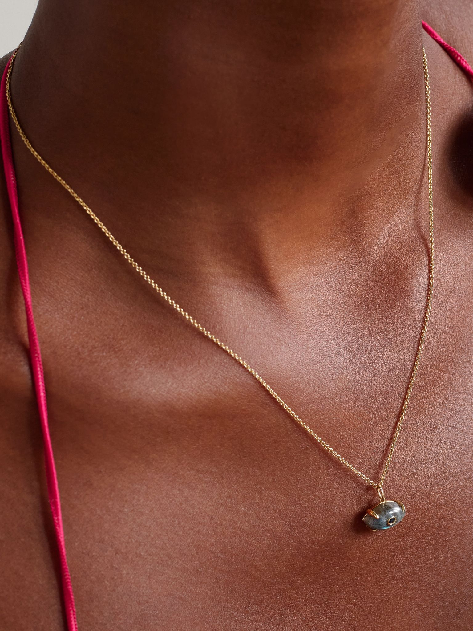 14-karat gold, labradorite and sapphire necklace Gold - 2