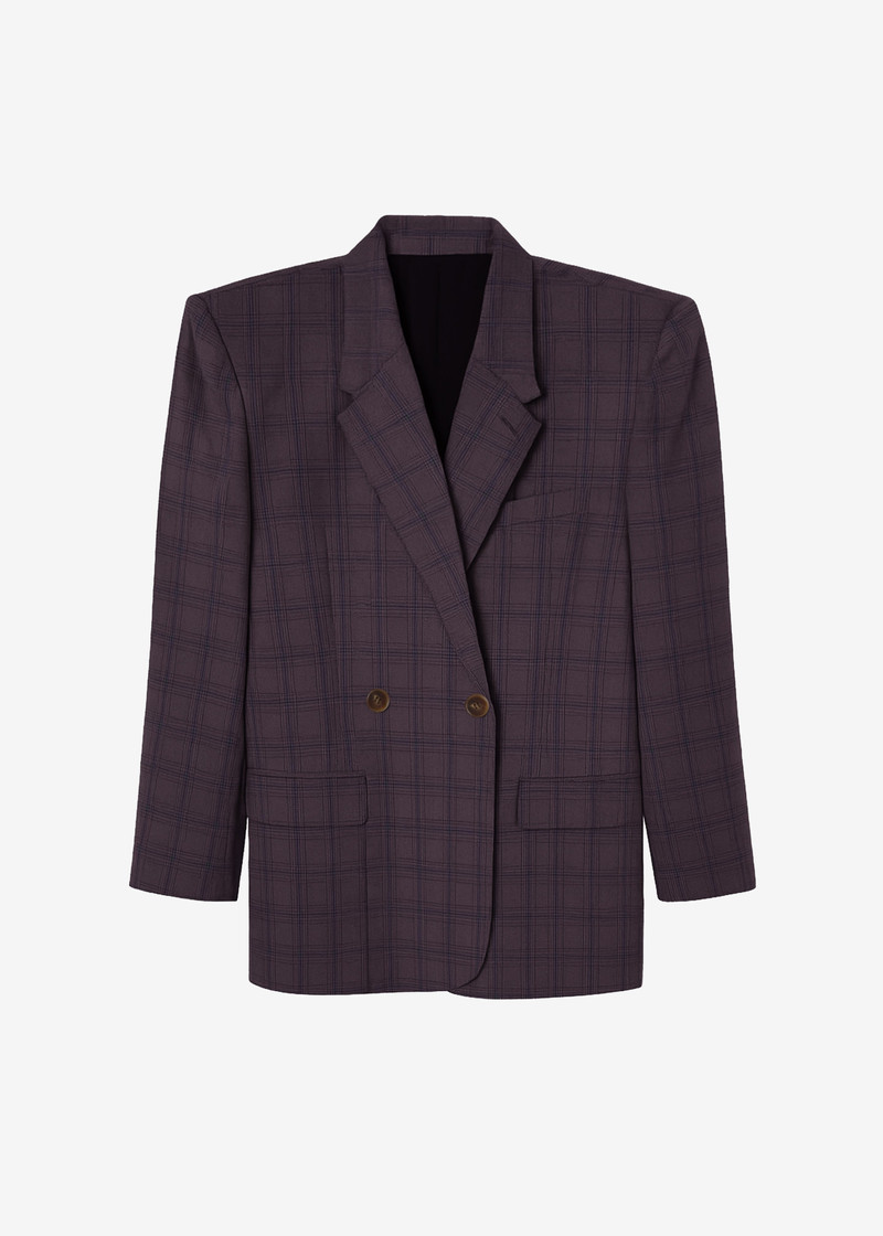 Marnay Padded Blazer - Burgundy Plaid 1